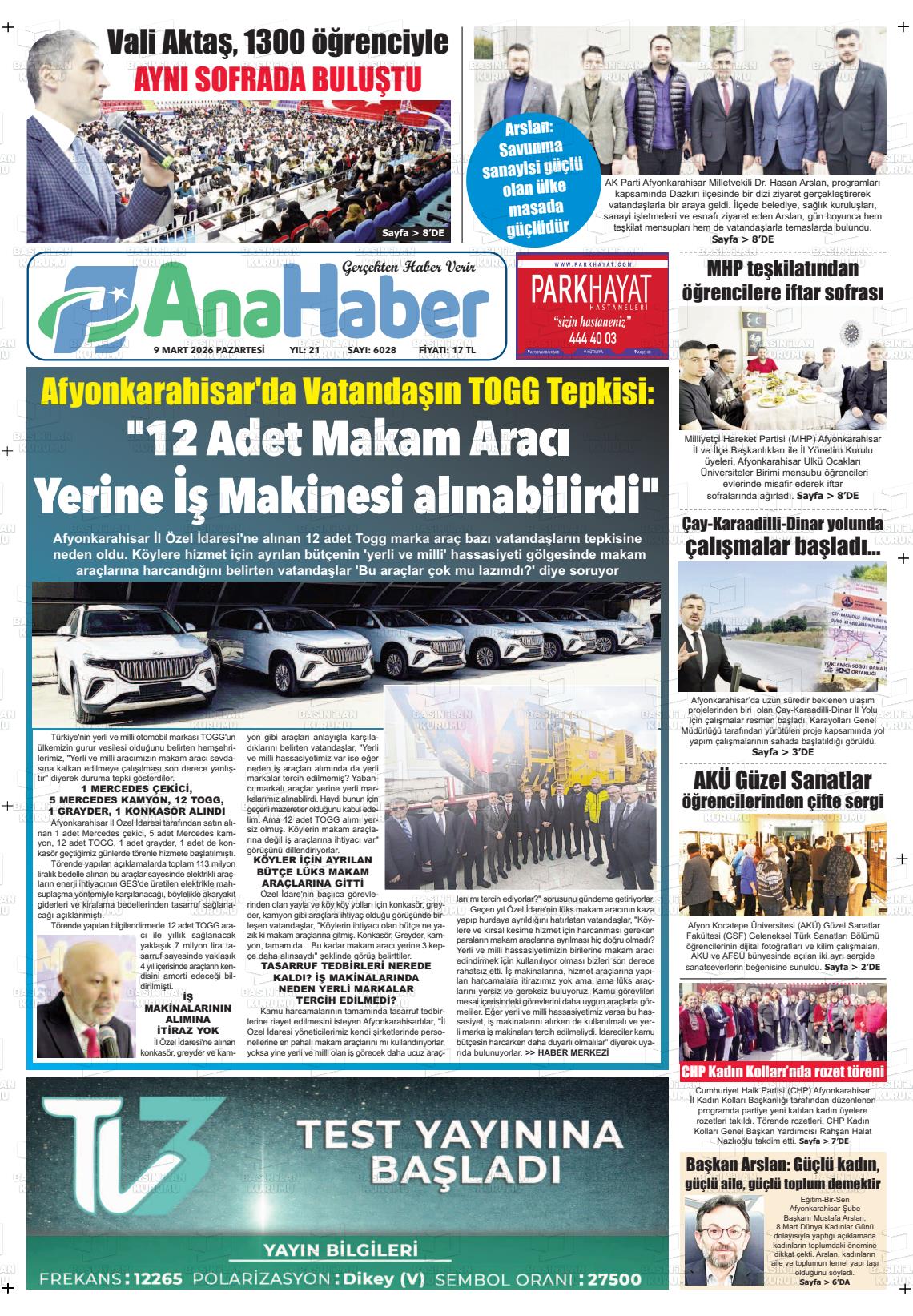 Afyonkarahisar Anahaber 09.03.2026