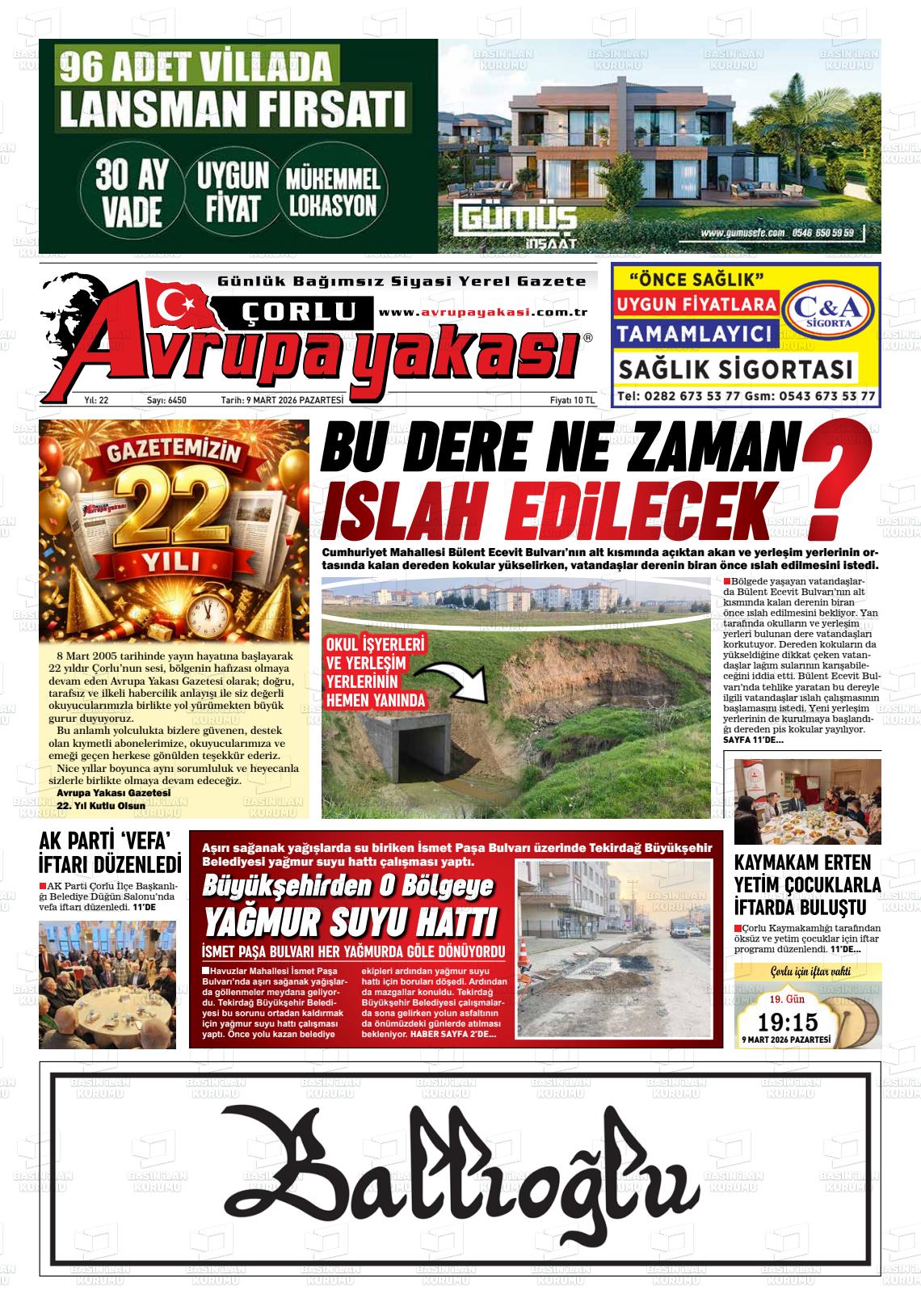 Tekirdag Avrupayakasi 09.03.2026