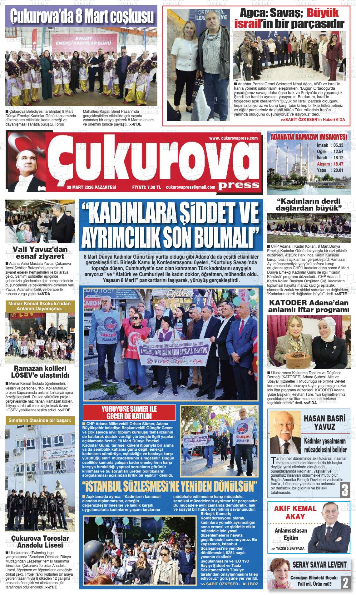 Adana Cukurovapress 09.03.2026