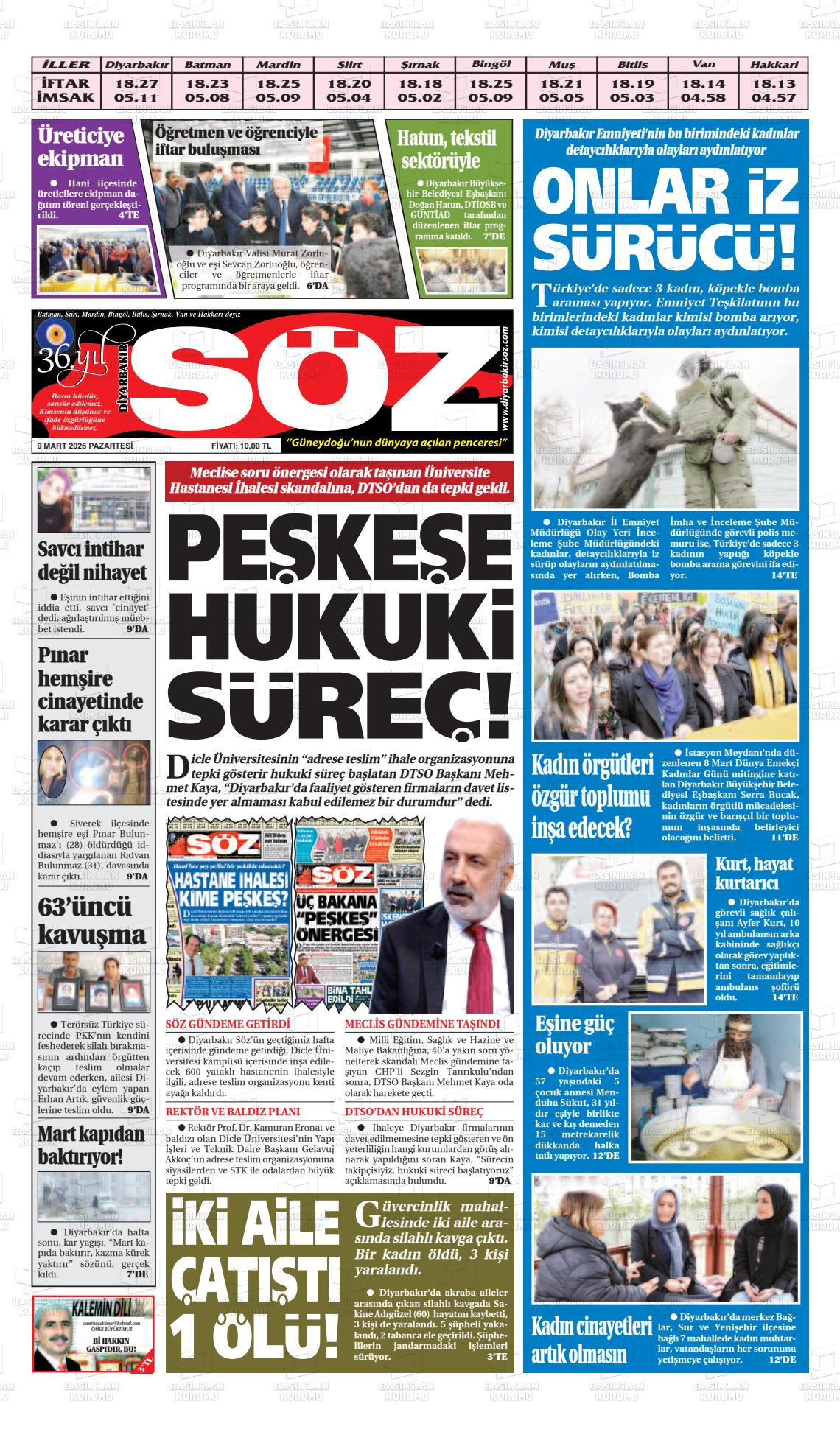 Diyarbakir Soz 09.03.2026