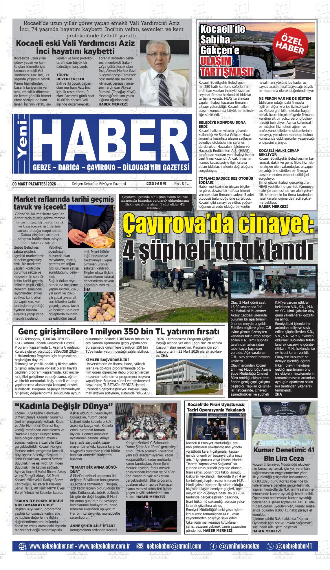 Kocaeli Gebzehaber 09.03.2026