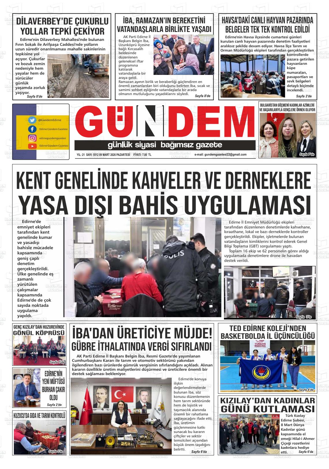 Edirne Gundem 09.03.2026