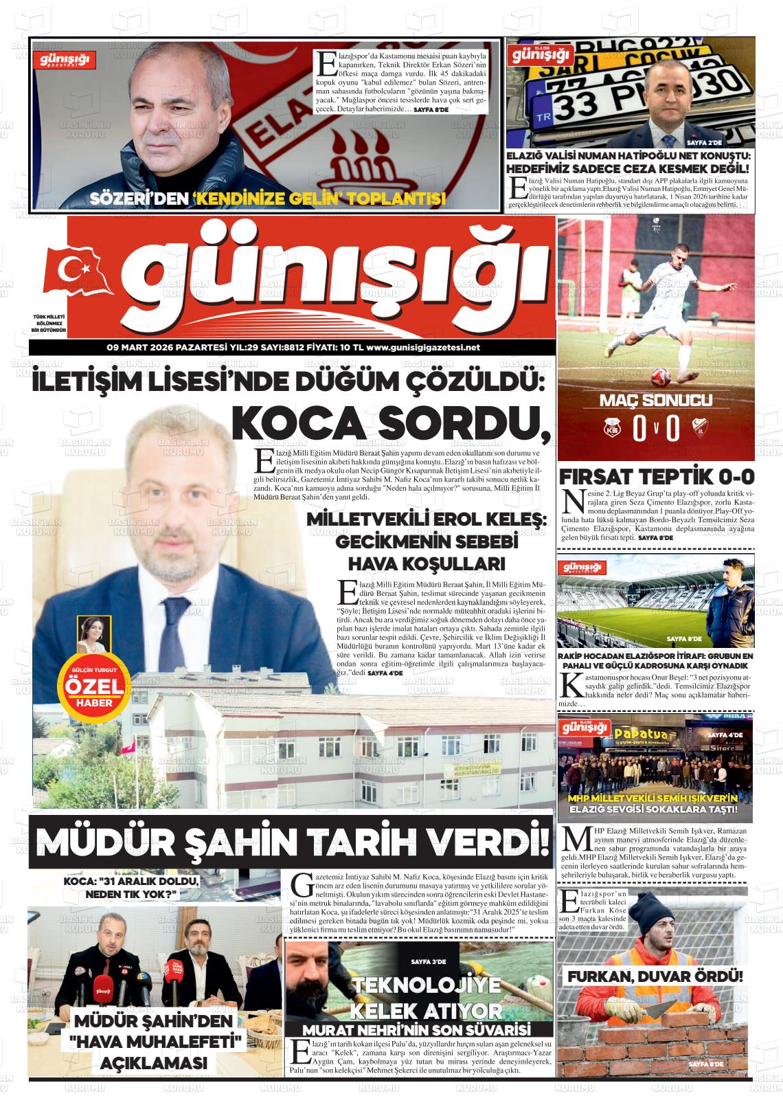 Elazig Gunisigi 09.03.2026