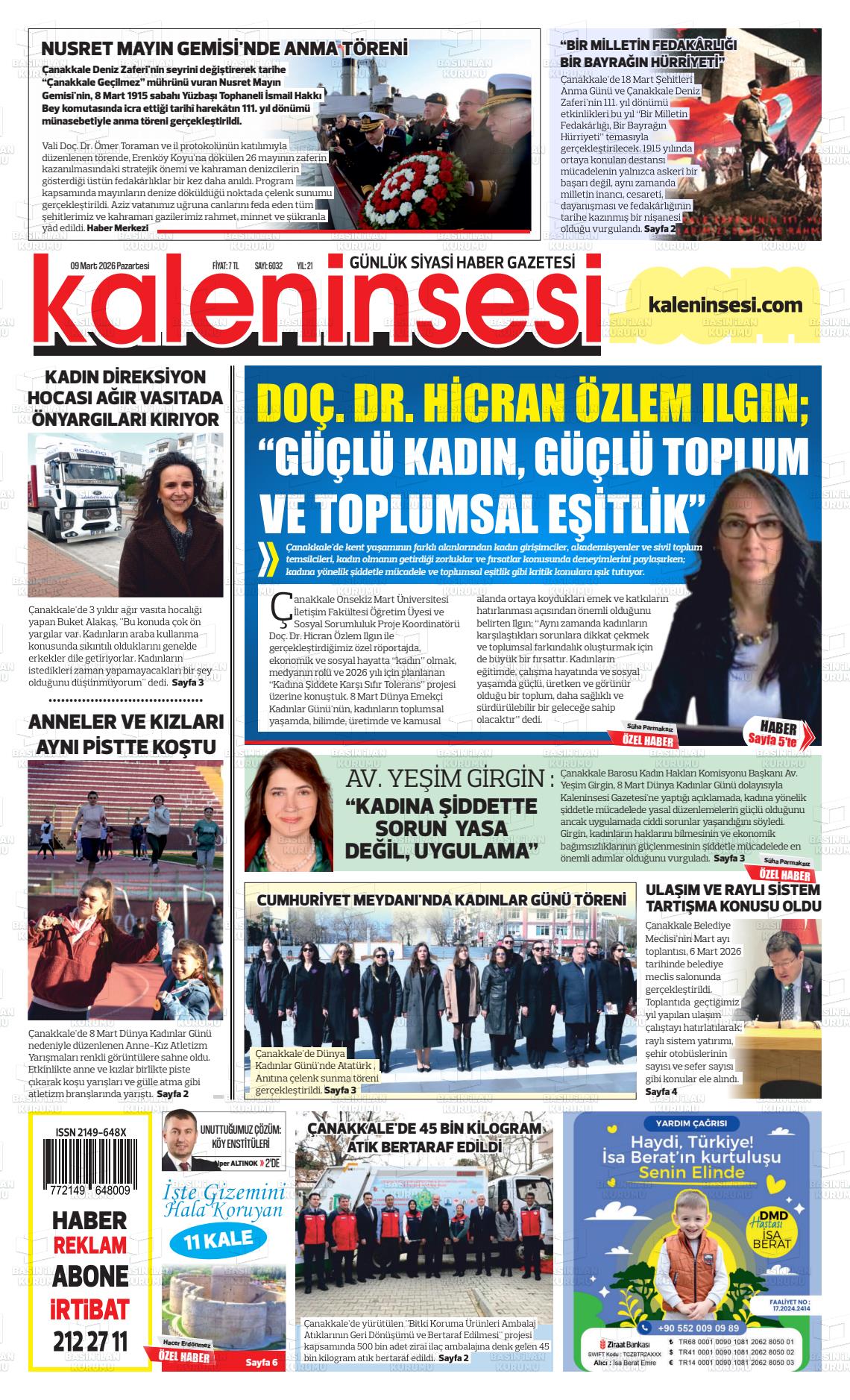 Canakkale Kaleninsesi 09.03.2026