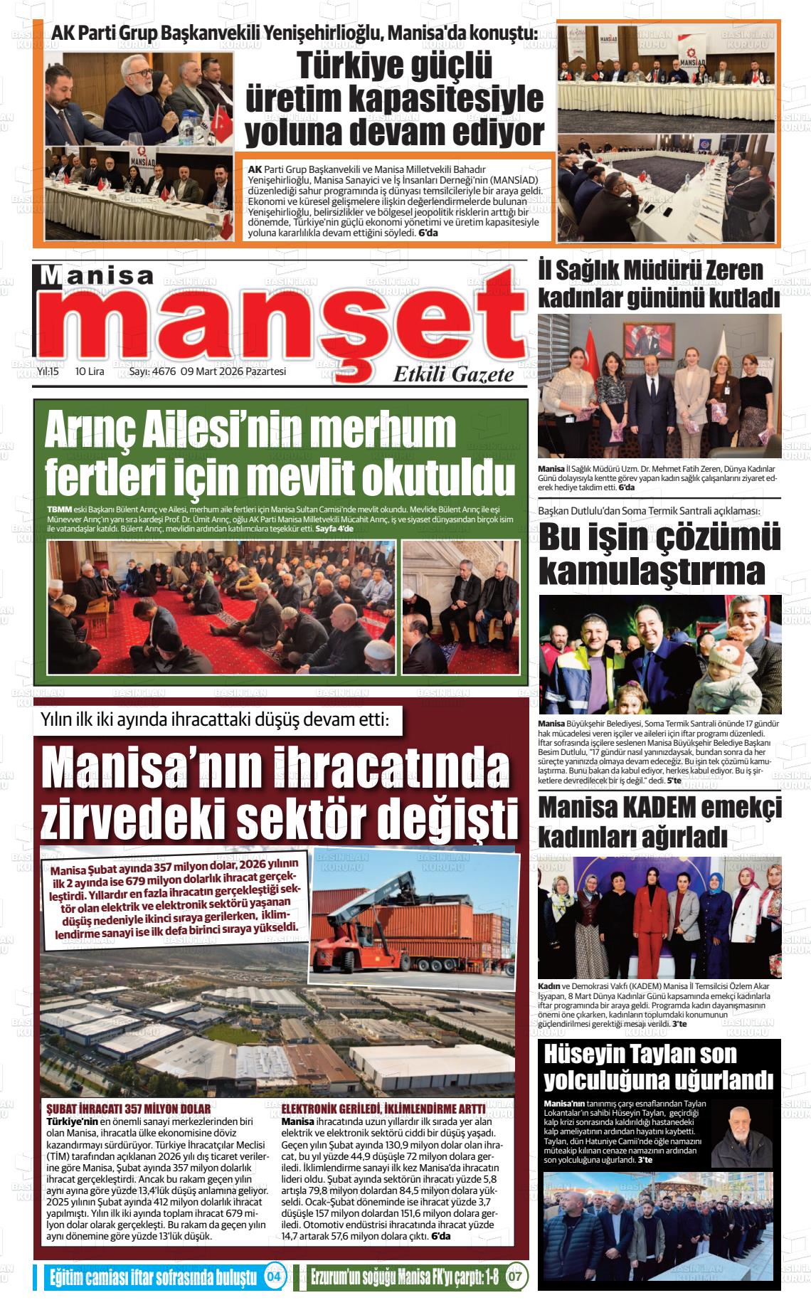Manisa Manset 09.03.2026