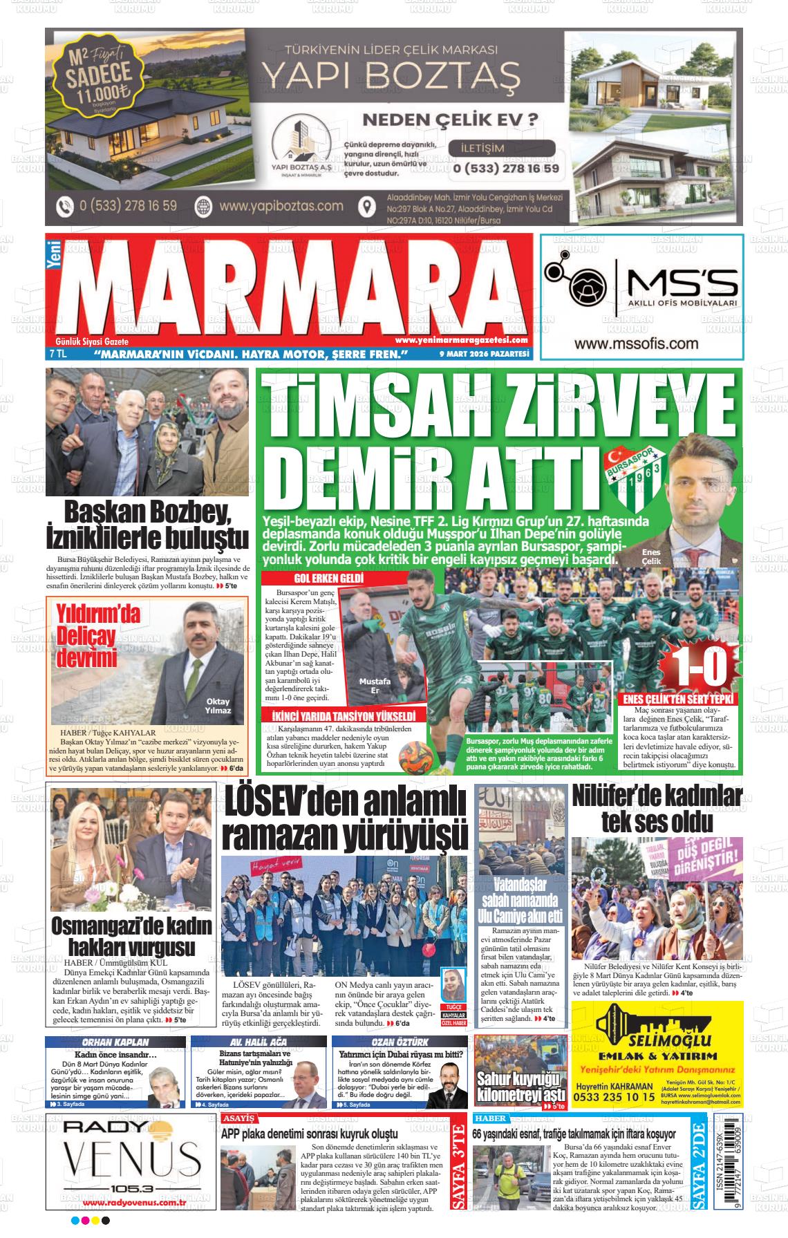 Bursa Yenimarmara 09.03.2026