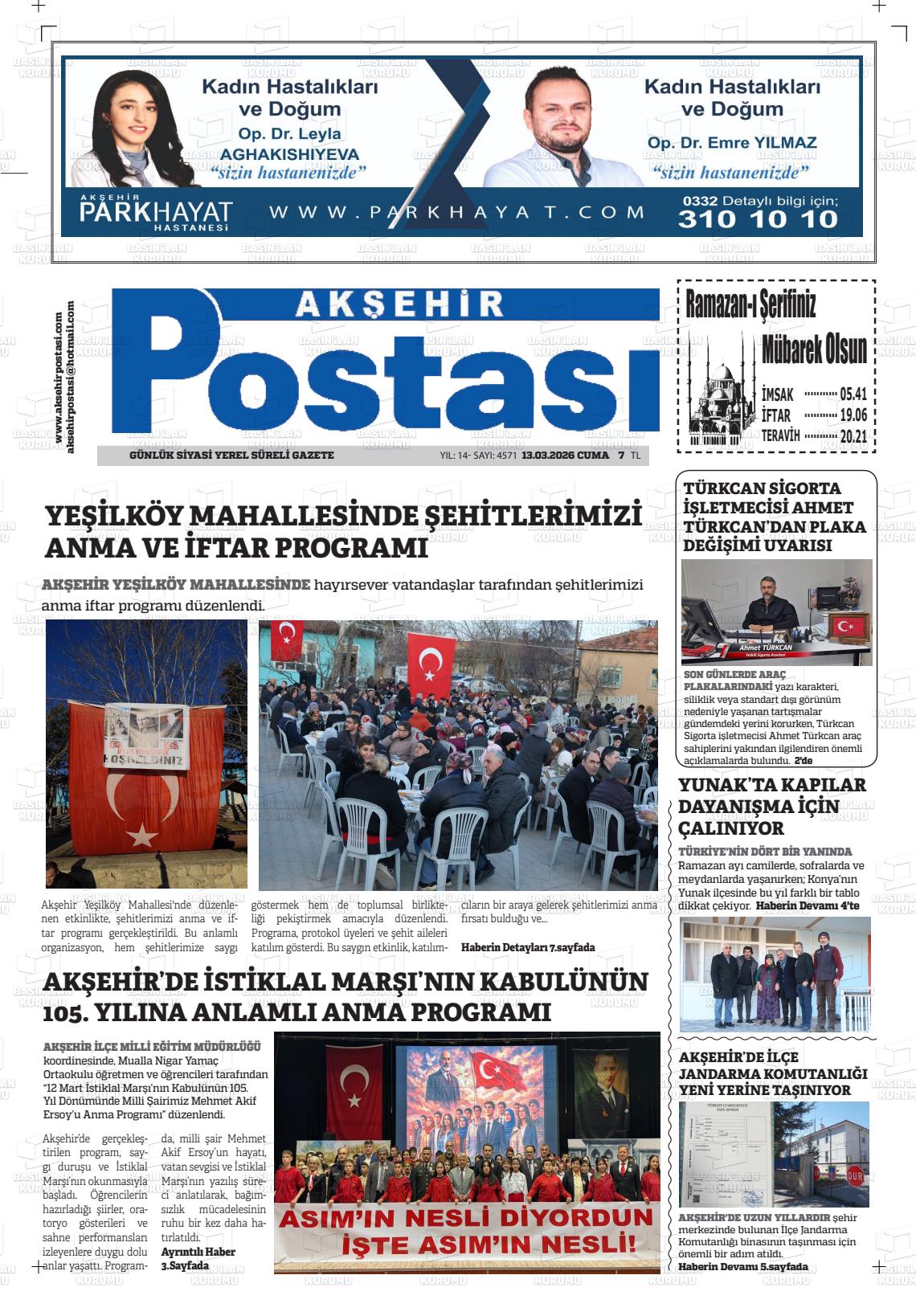 Konya Aksehirpostasi 13.03.2026