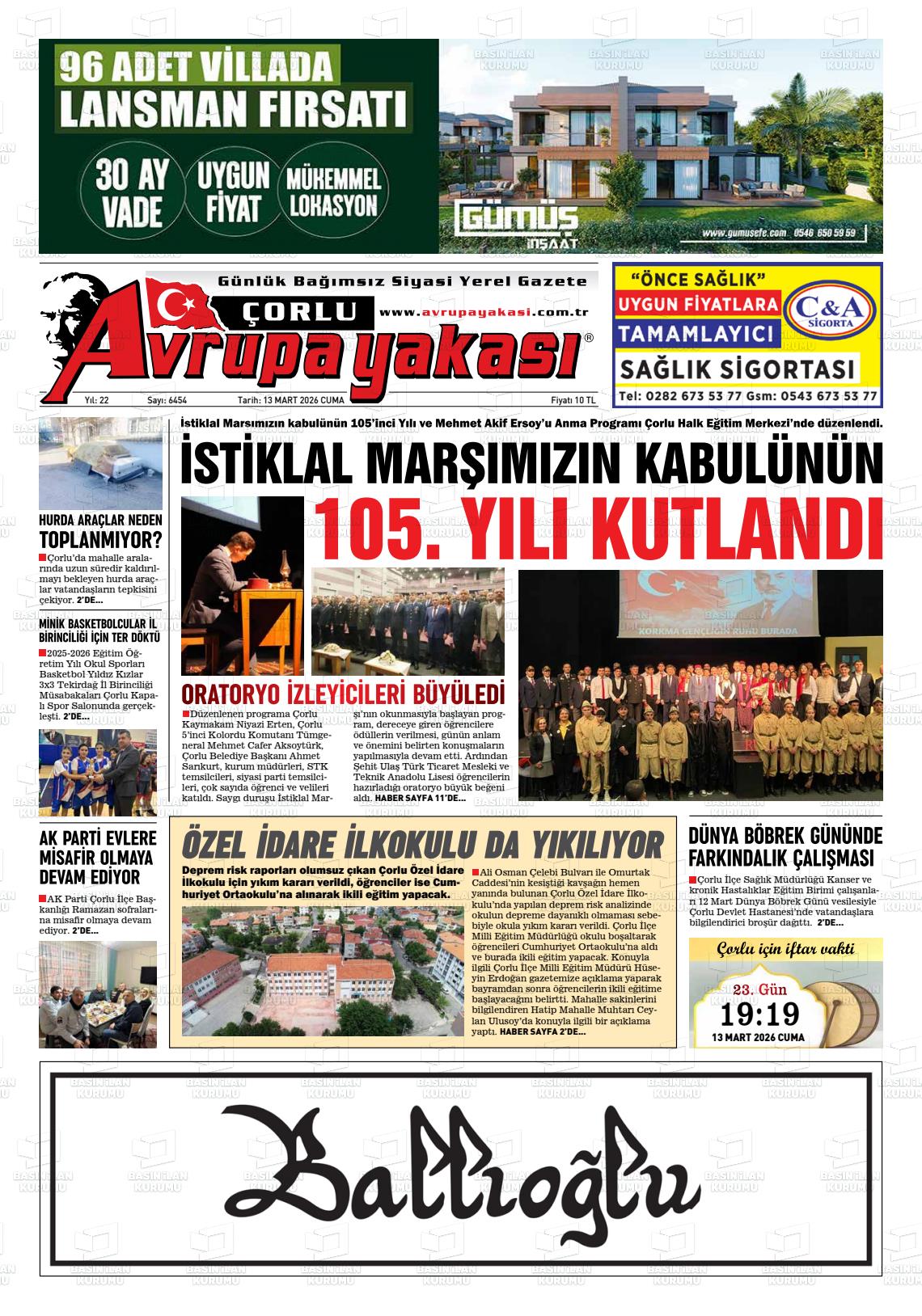 Tekirdag Avrupayakasi 13.03.2026