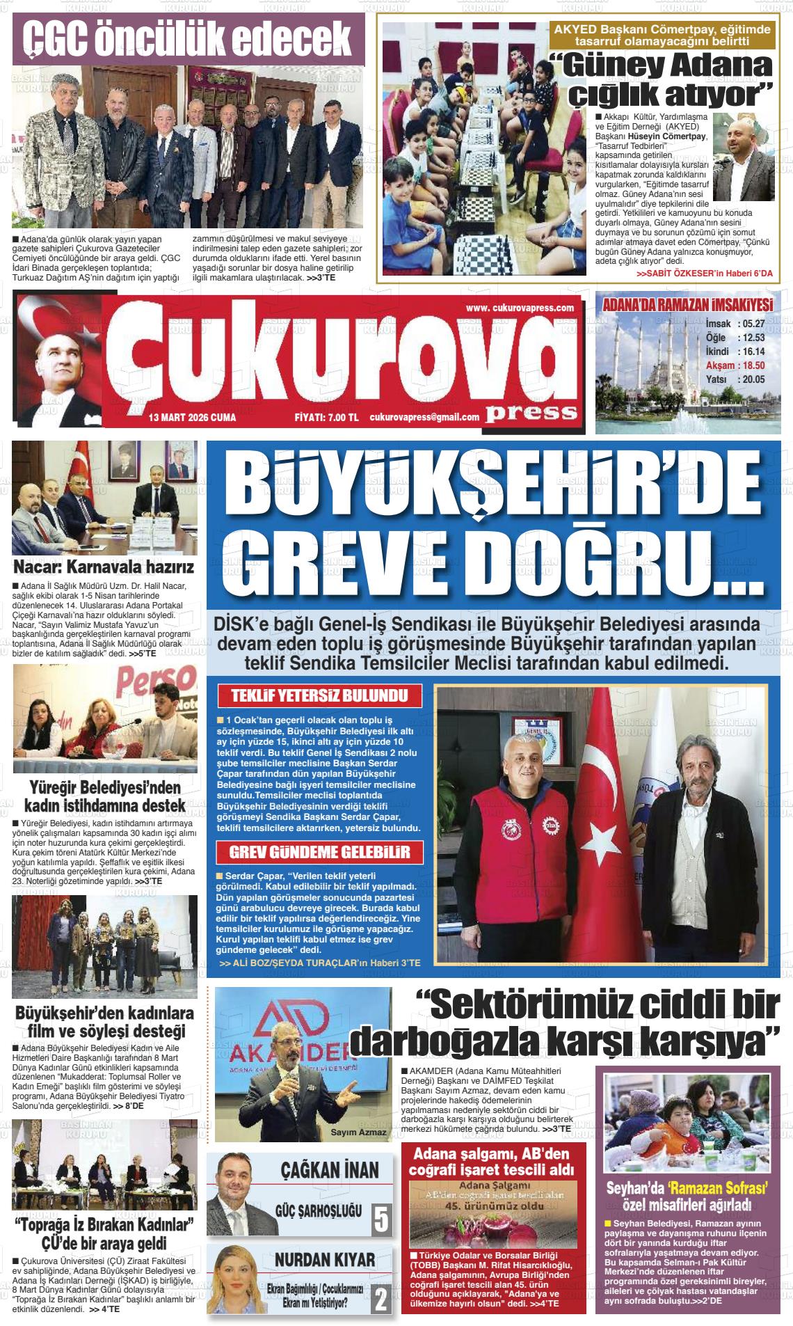 Adana Cukurovapress 13.03.2026