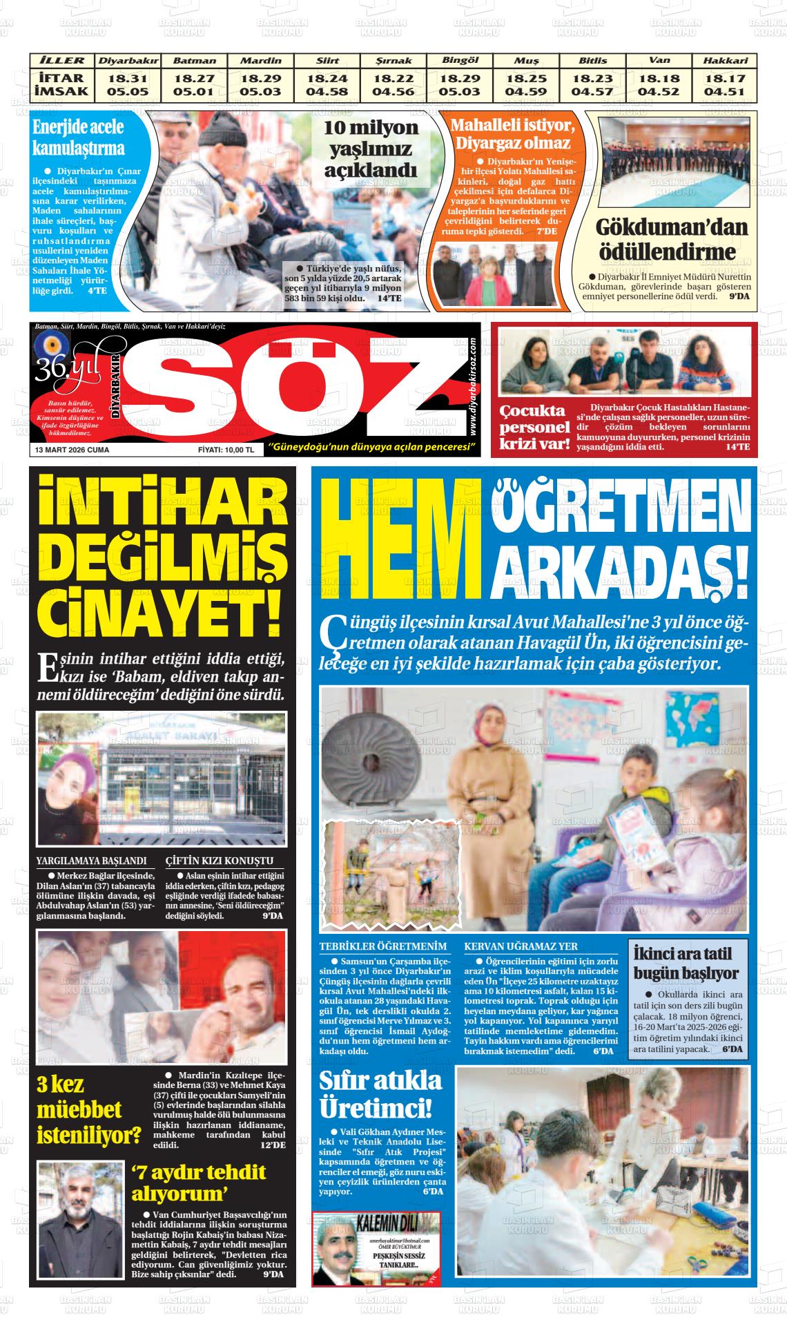 Diyarbakir Soz 13.03.2026