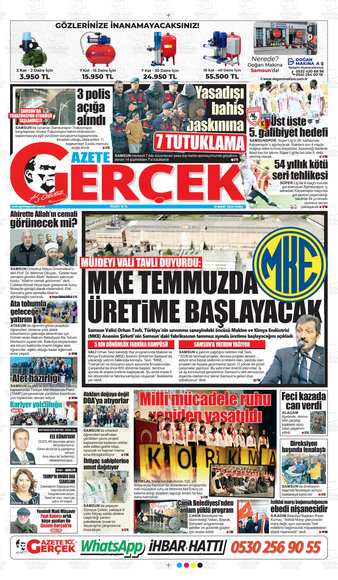 Samsun Gazetegercek 13.03.2026
