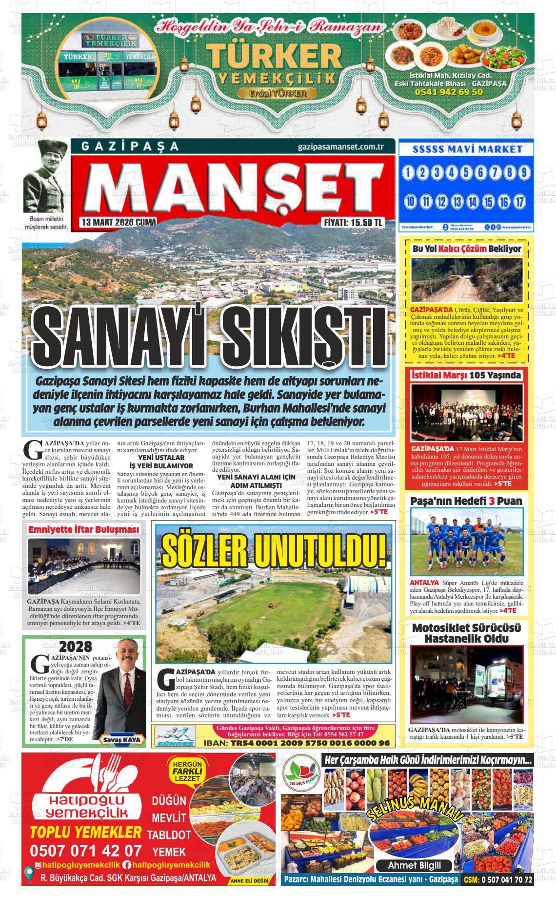 Antalya Gazipasamanset 13.03.2026