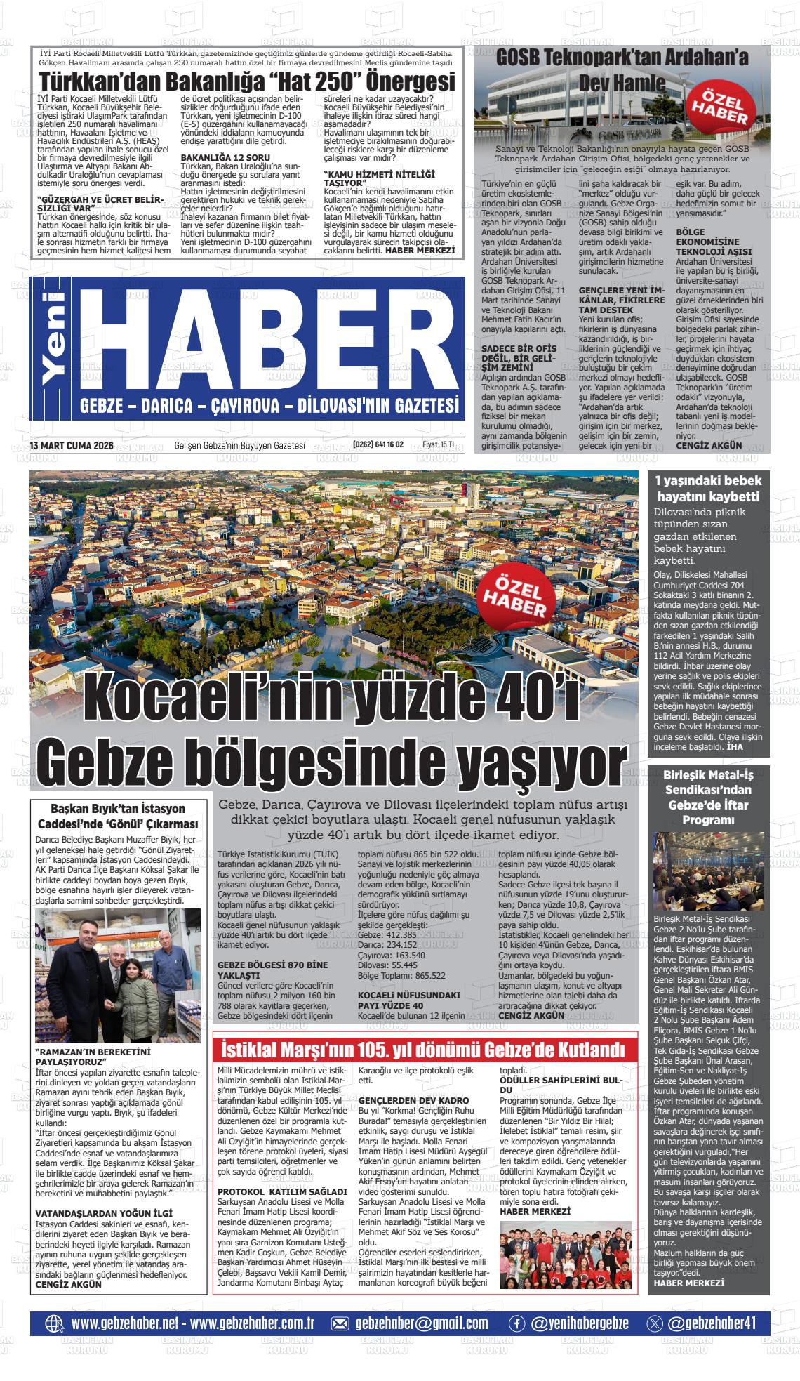 Kocaeli Gebzehaber 13.03.2026