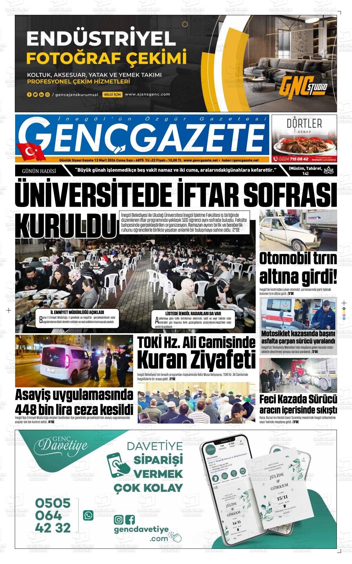 Bursa Gencgazete 13.03.2026