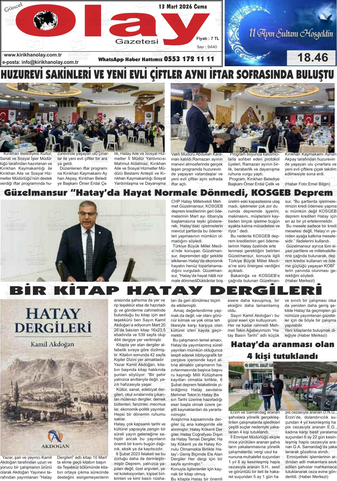 Hatay Guncelolay 13.03.2026