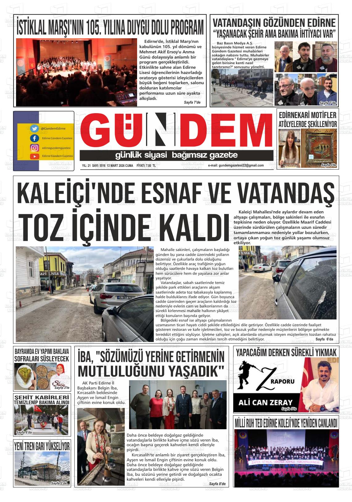 Edirne Gundem 13.03.2026