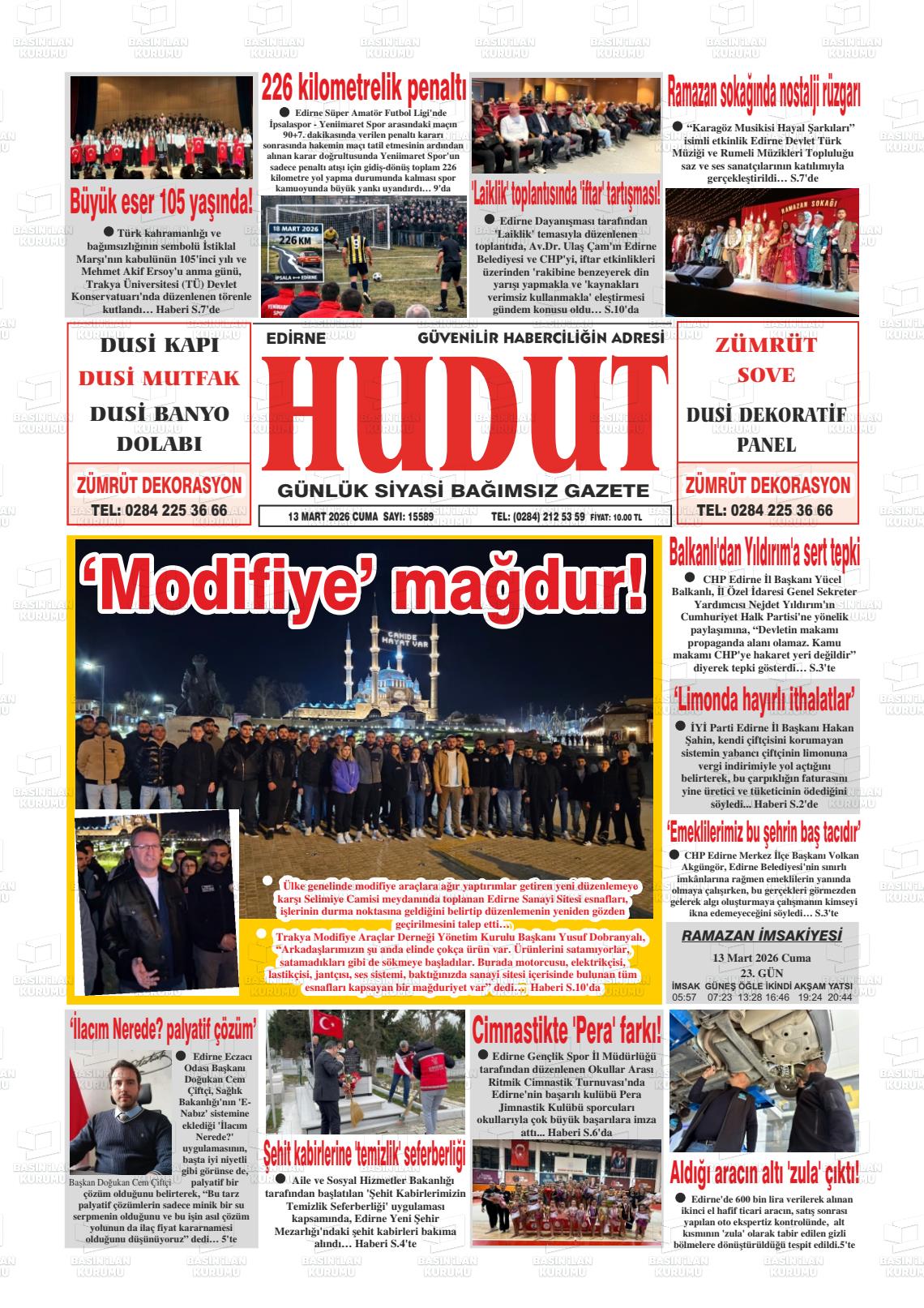 Edirne Hudut 13.03.2026