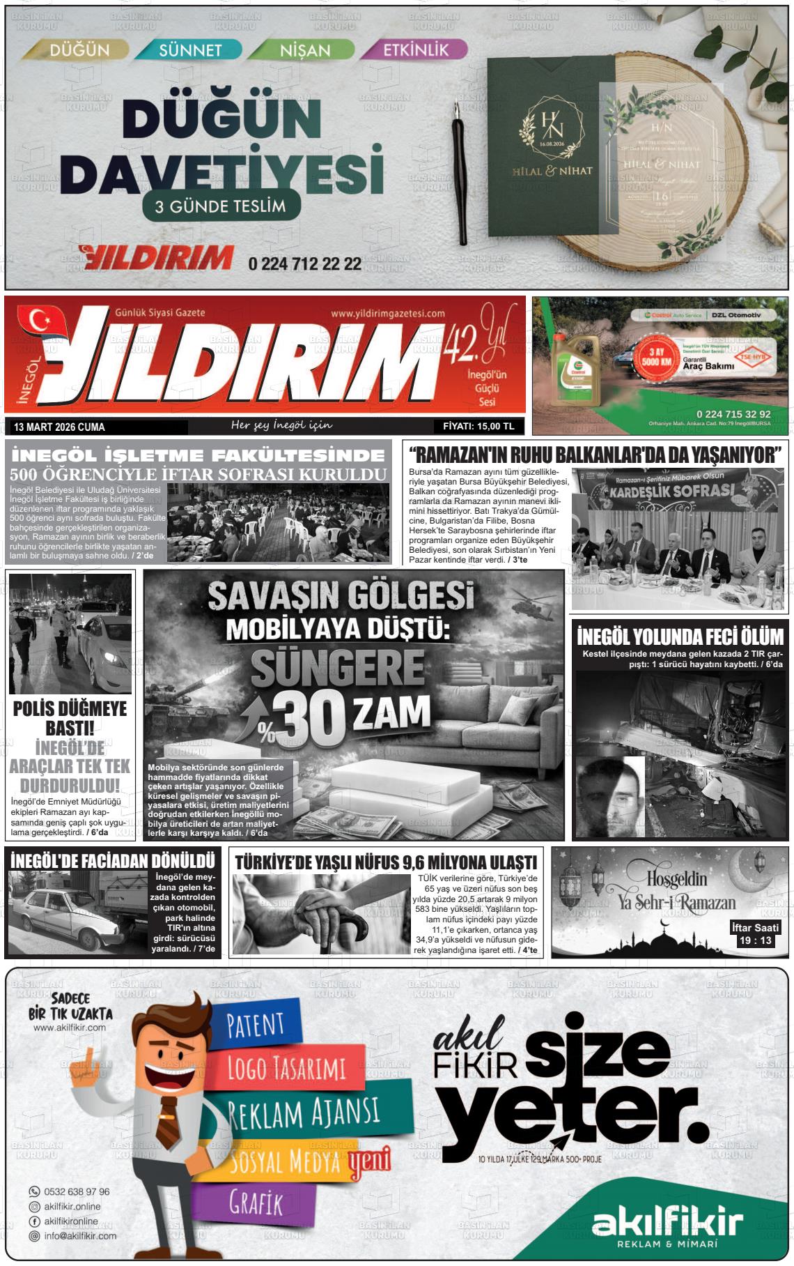Bursa Inegolyildirim 13.03.2026