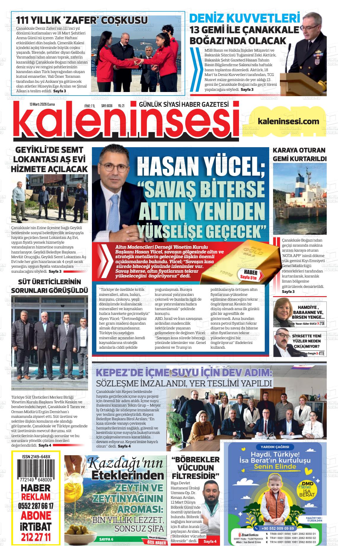 Canakkale Kaleninsesi 13.03.2026