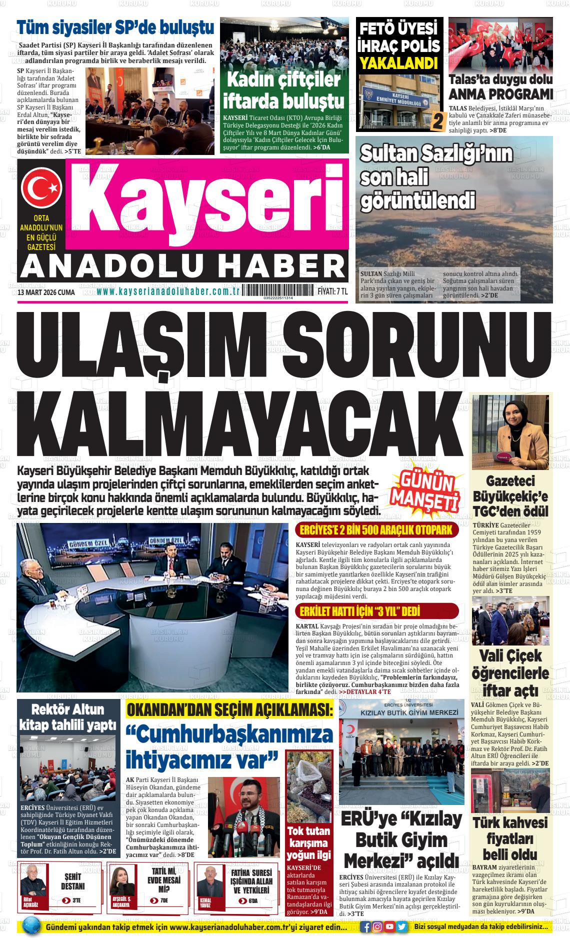 Kayseri Anadoluhaber 13.03.2026