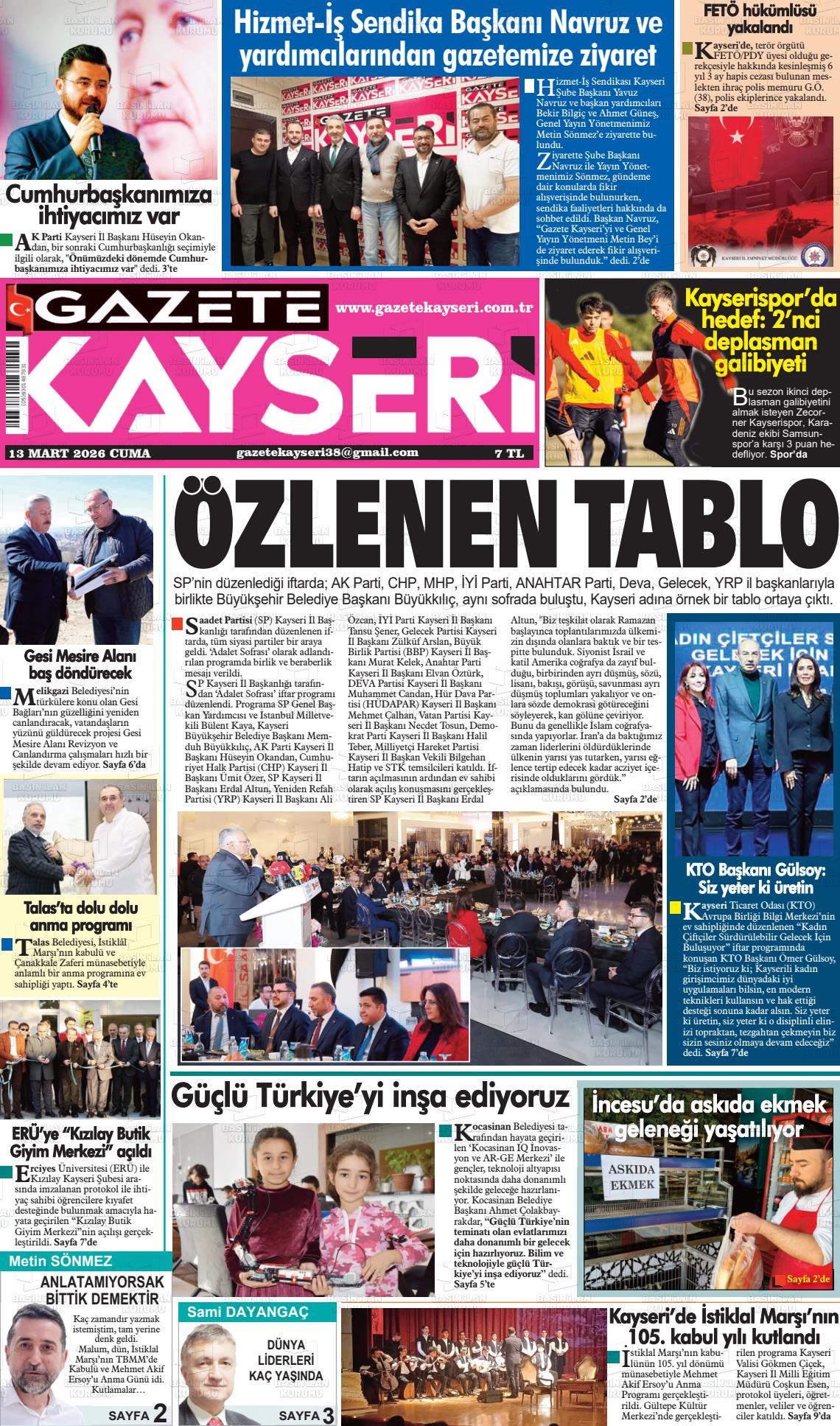 Kayseri Haber 38 13.03.2026