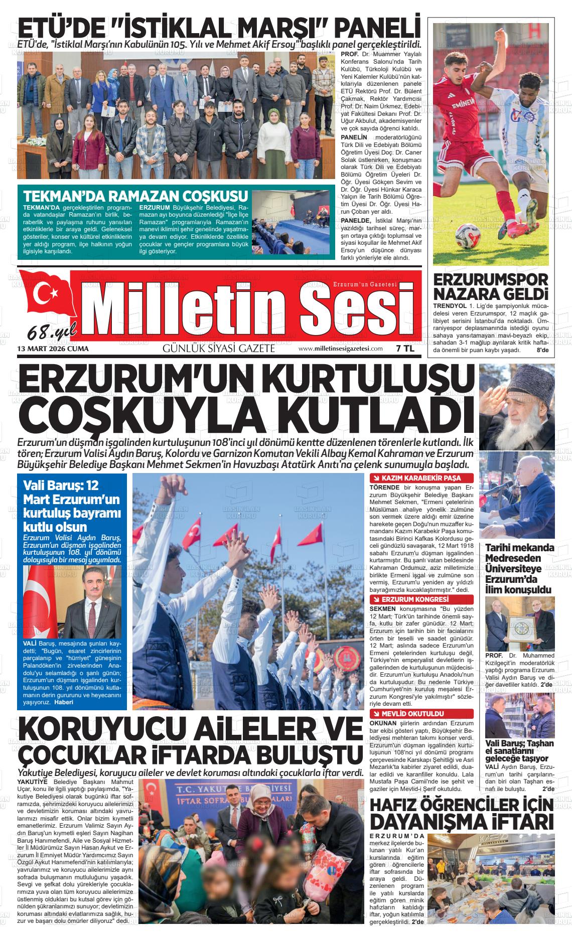 Erzurum Milletinsesi 13.03.2026