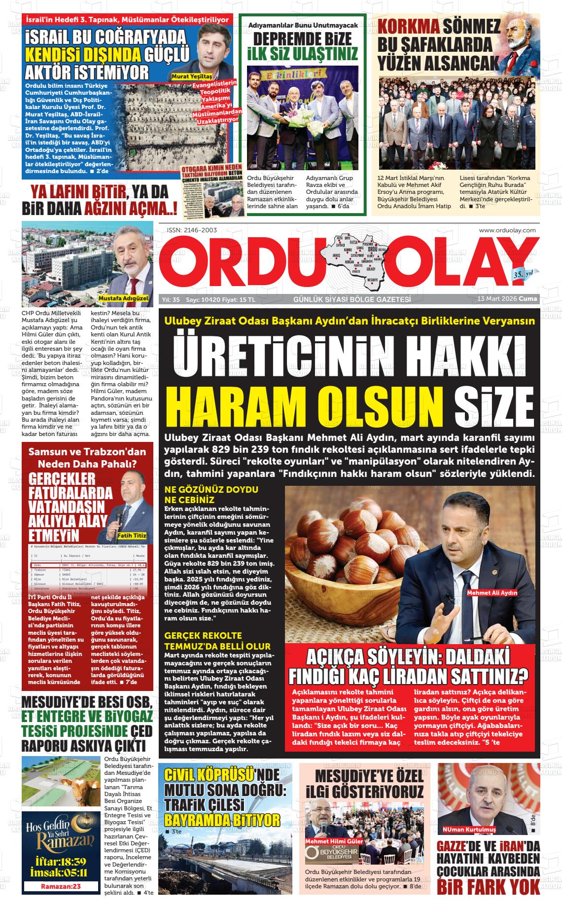 Ordu Olay 13.03.2026