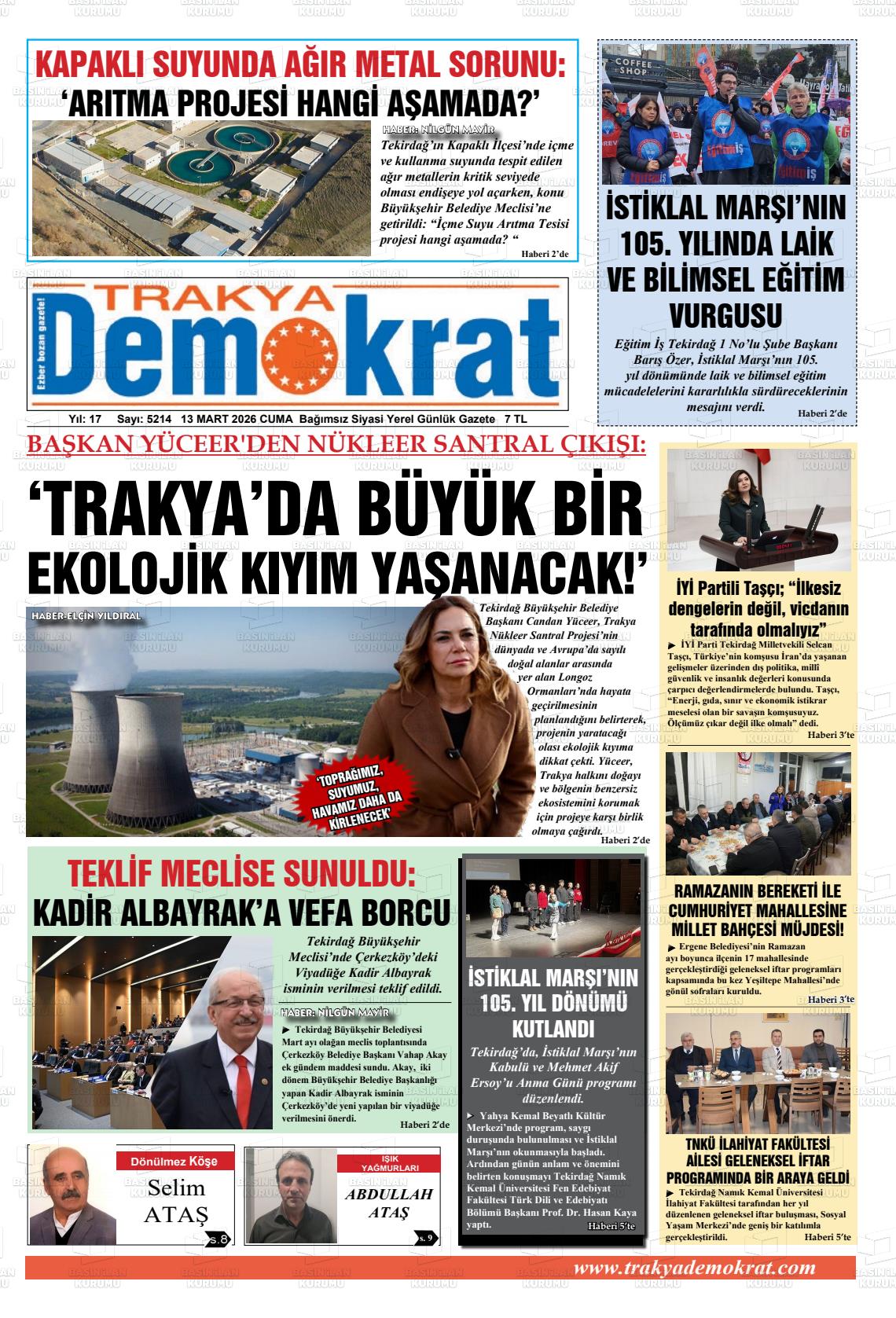 Tekirdag Trakyademokrat 13.03.2026