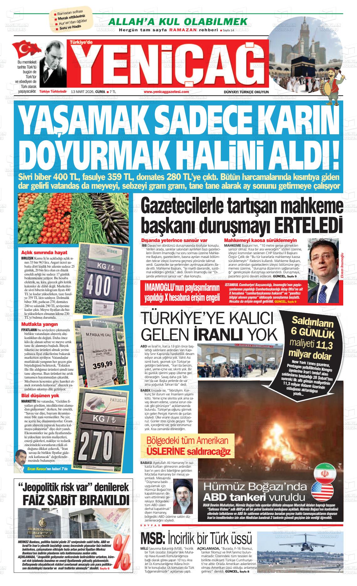 Istanbul Turkiyedeyenicag 13.03.2026