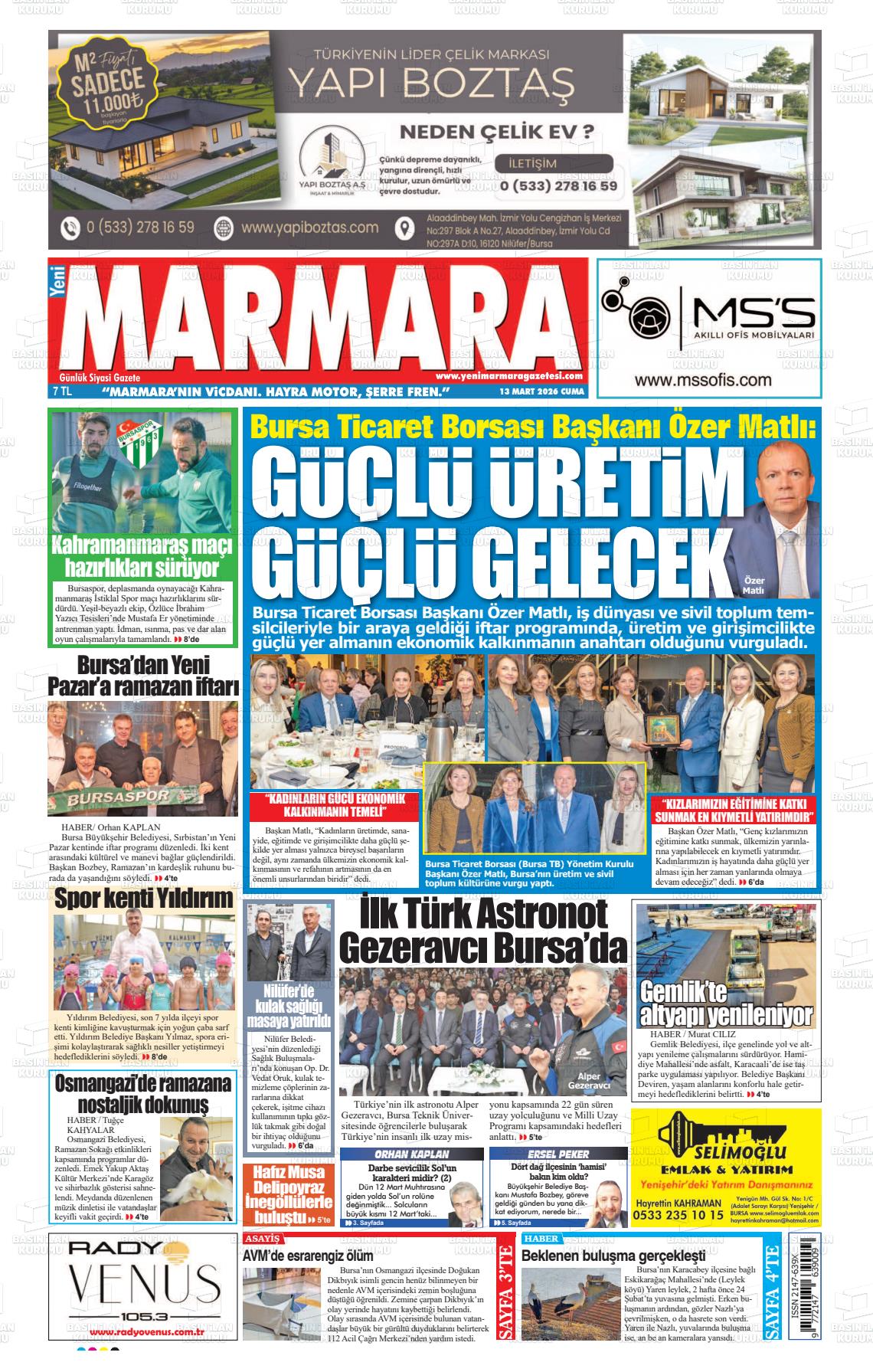 Bursa Yenimarmara 13.03.2026