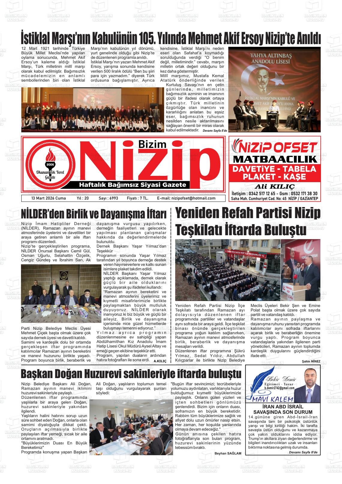 Gaziantep Yesilnizip 13.03.2026