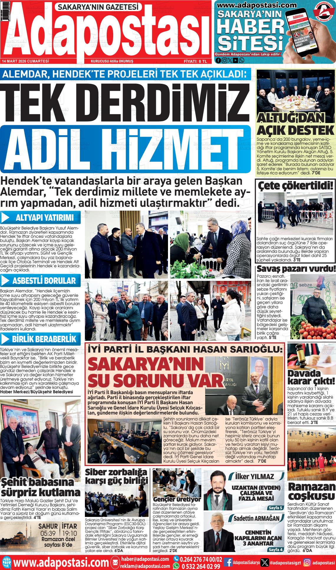 Sakarya Adapostasi 14.03.2026
