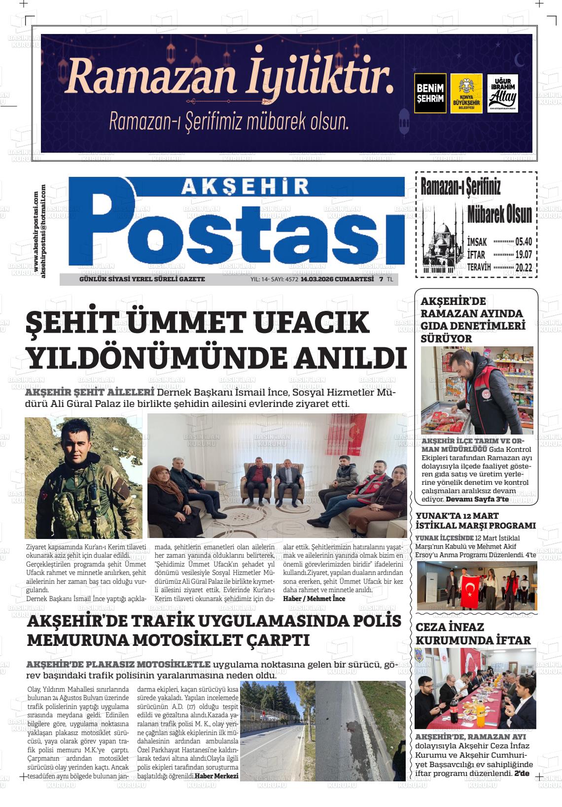 Konya Aksehirpostasi 14.03.2026