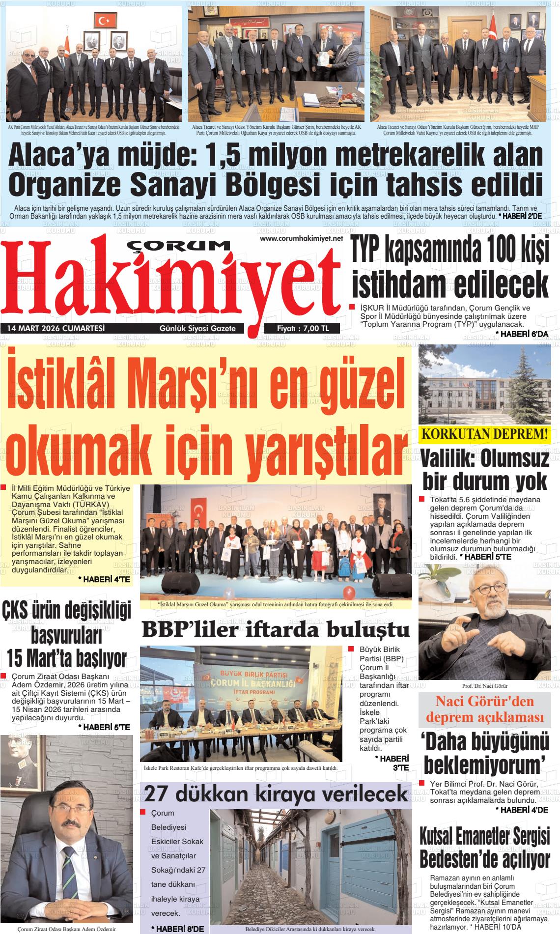Corum Hakimiyet 14.03.2026