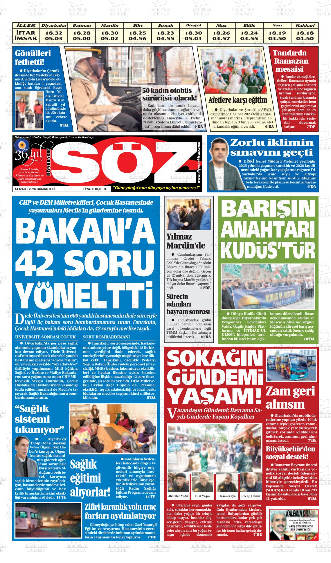 Diyarbakir Soz 14.03.2026