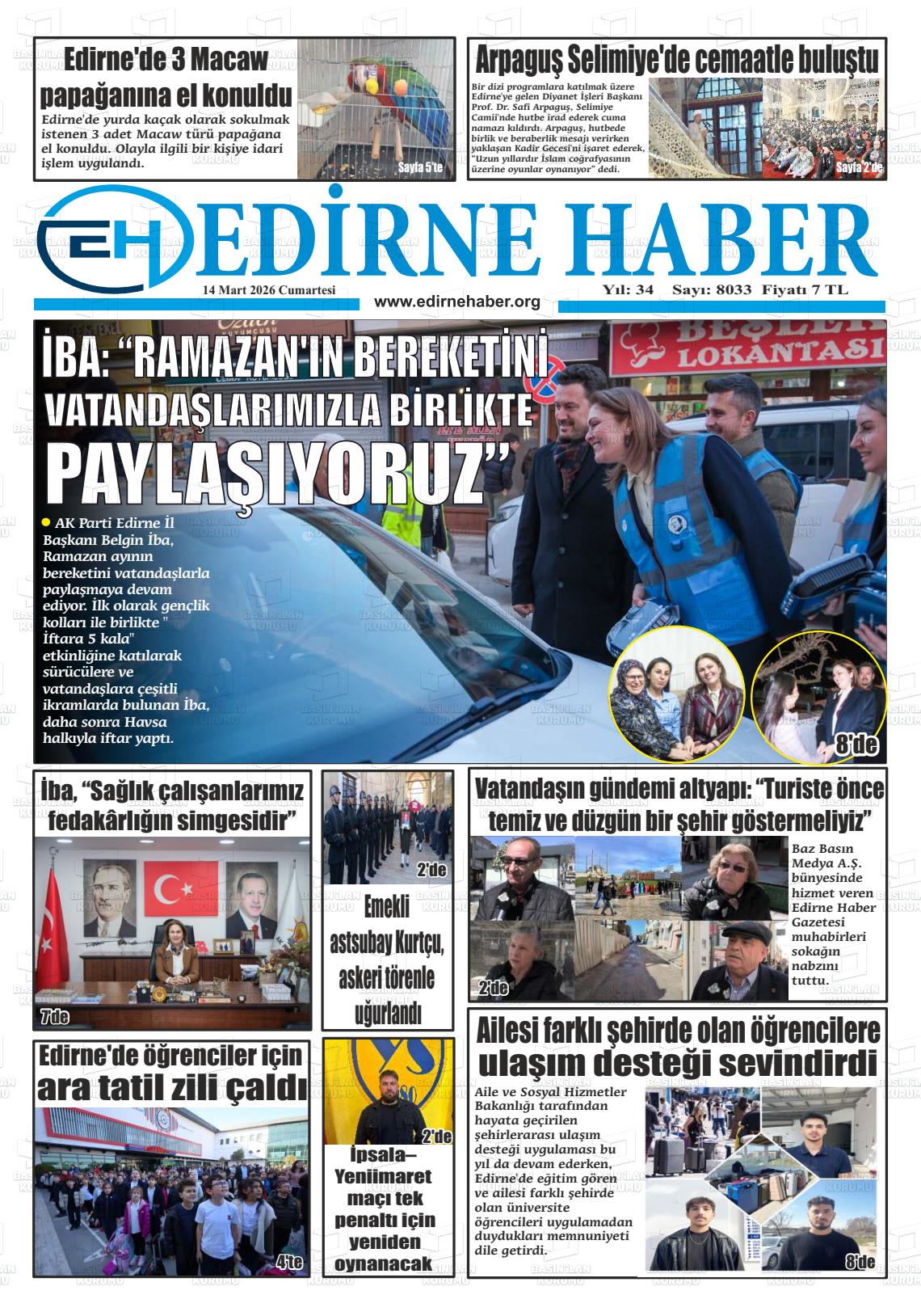 Edirne Haber 14.03.2026