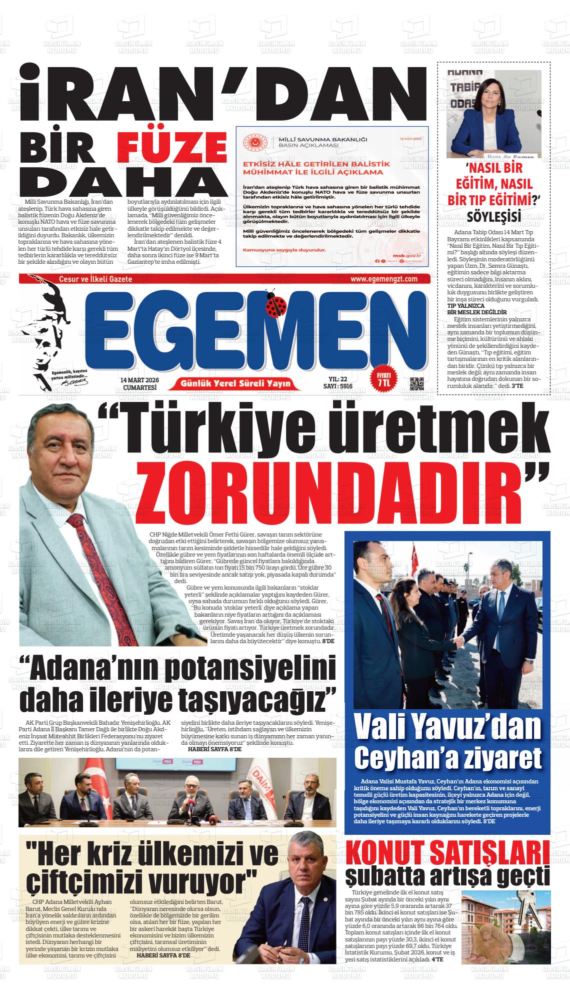 Adana Egemen 14.03.2026