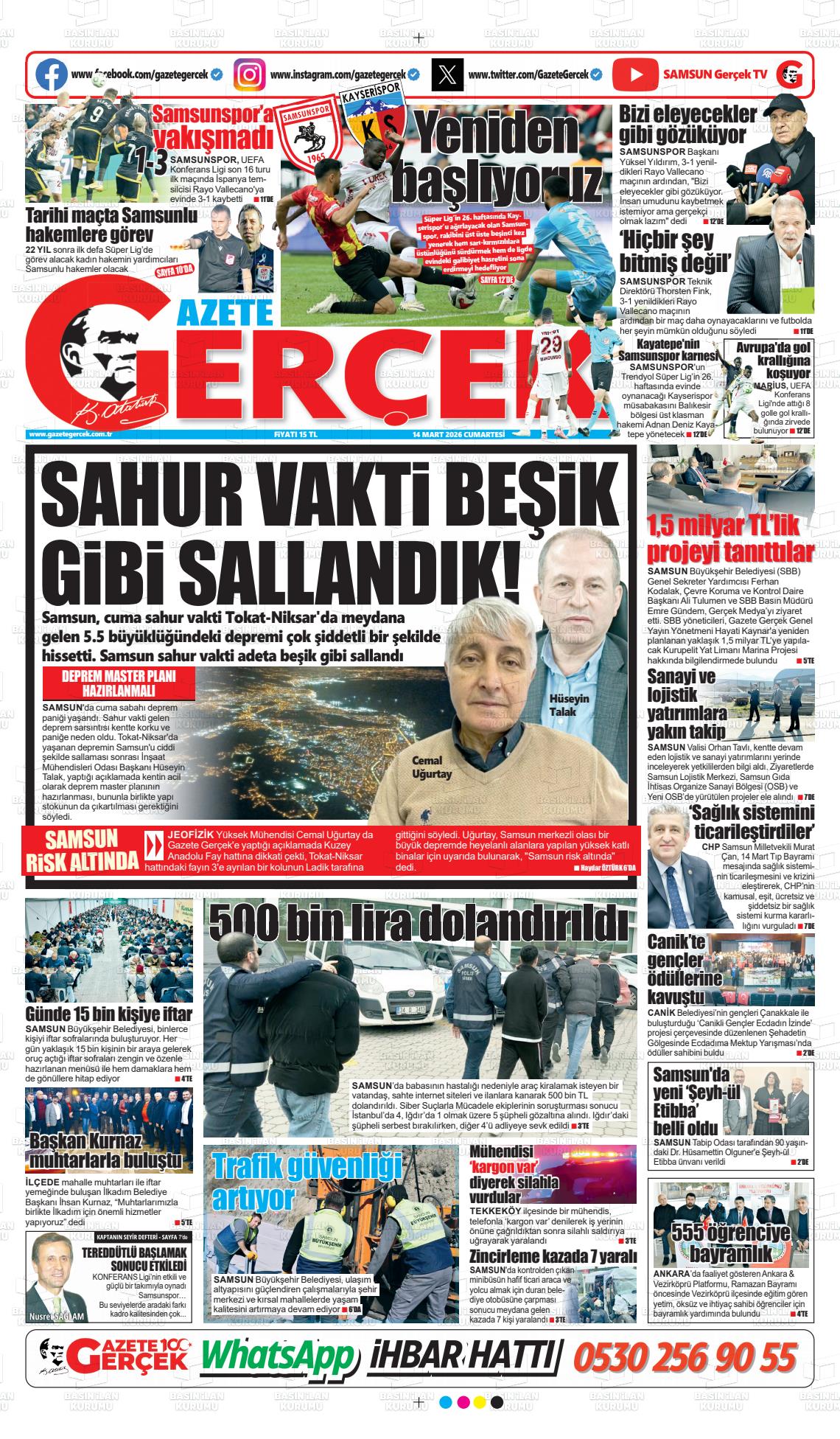 Samsun Gazetegercek 14.03.2026