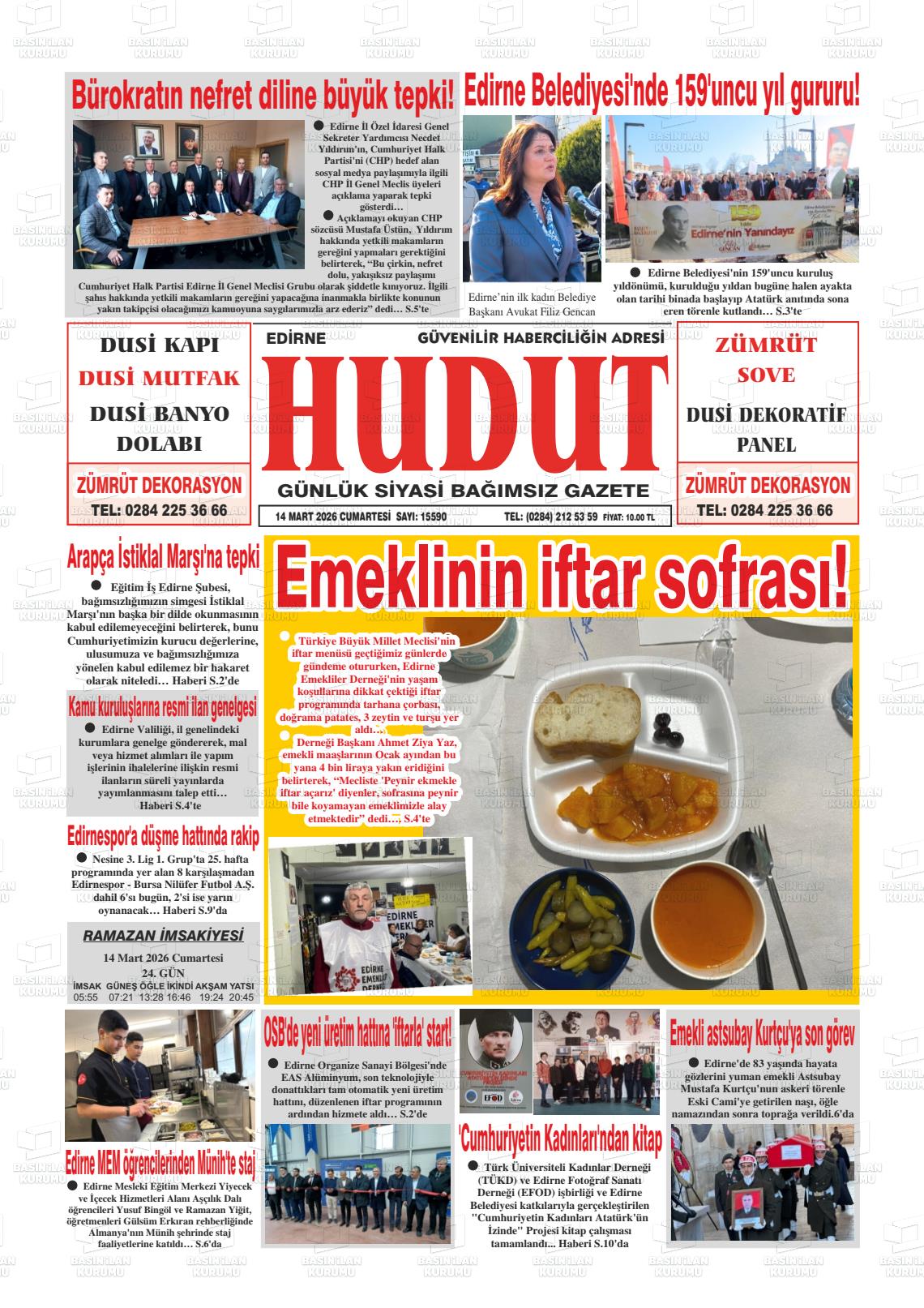 Edirne Hudut 14.03.2026