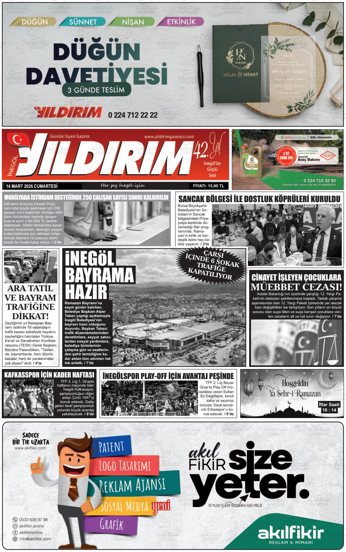 Bursa Inegolyildirim 14.03.2026