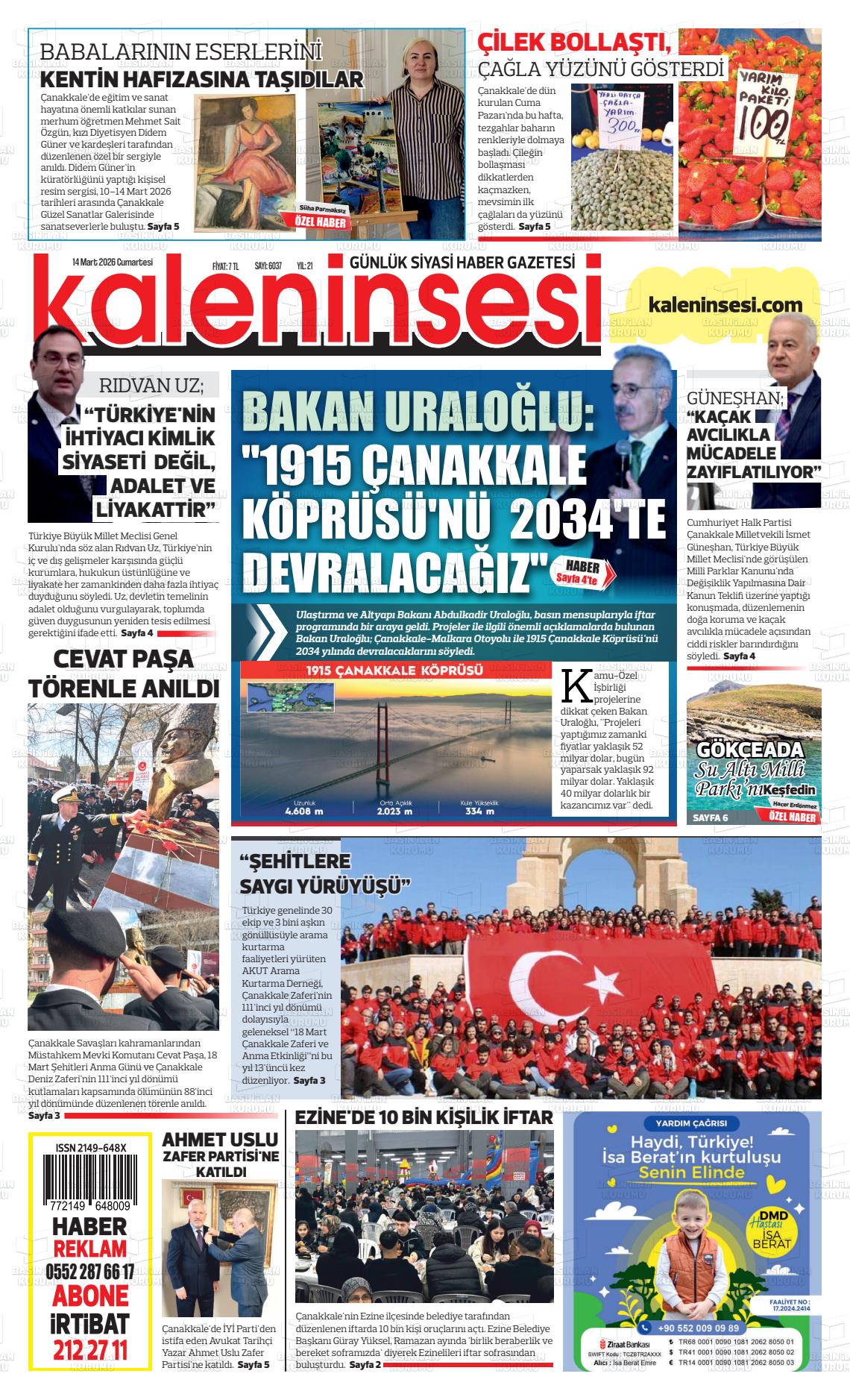 Canakkale Kaleninsesi 14.03.2026