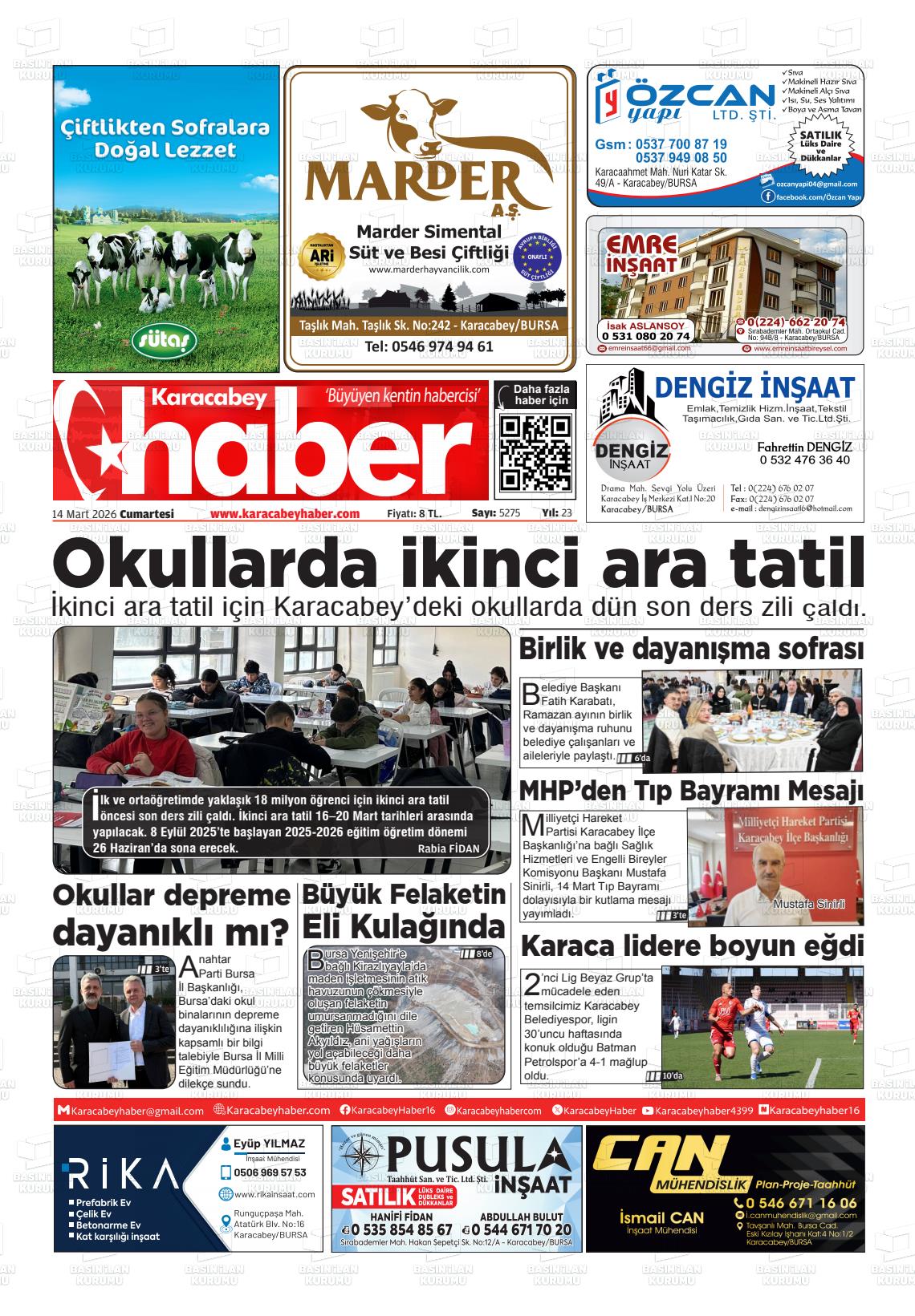 Bursa Karacabeyhaber 14.03.2026