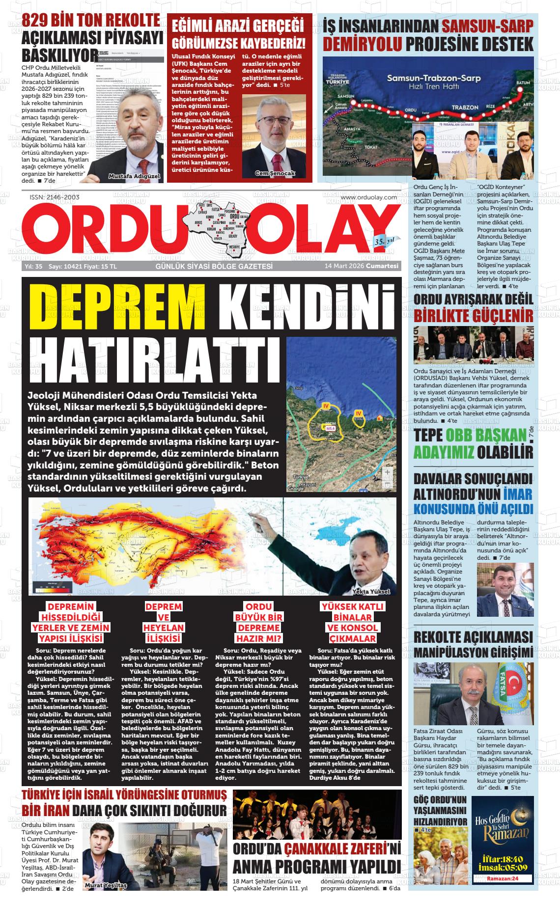Ordu Olay 14.03.2026