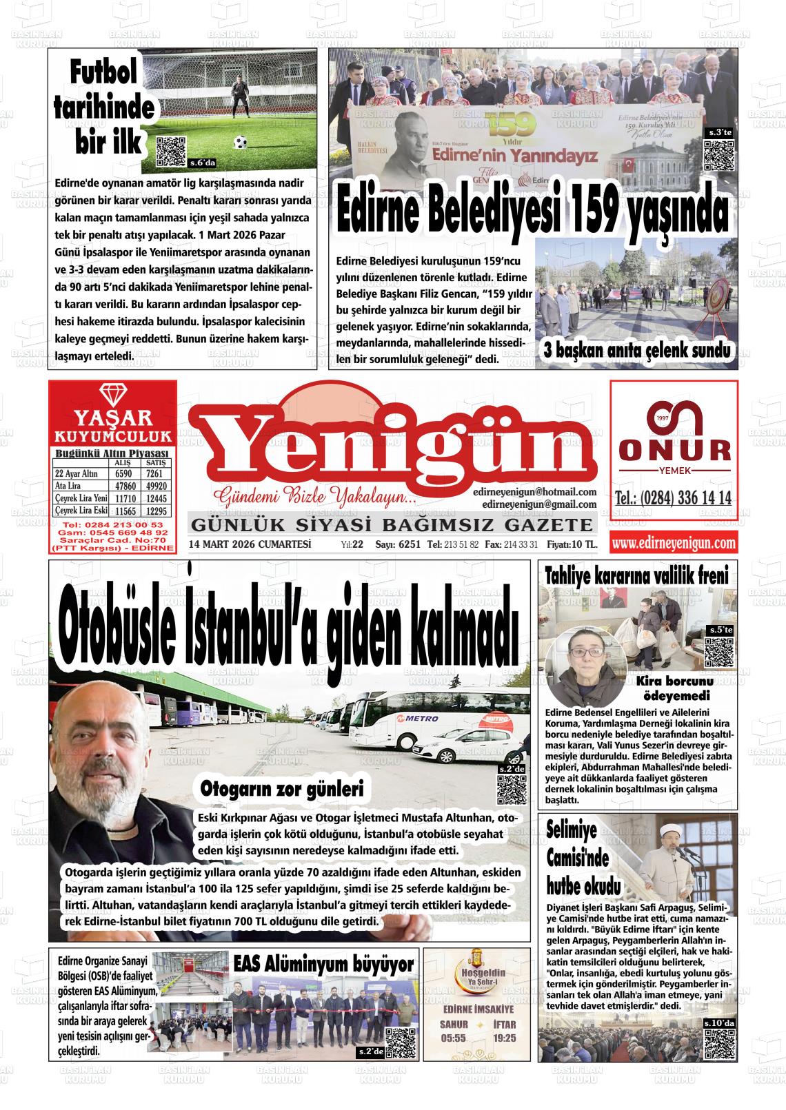 Izmir Yenigun 14.03.2026