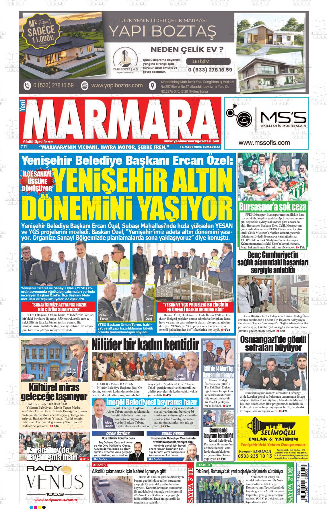 Bursa Yenimarmara 14.03.2026