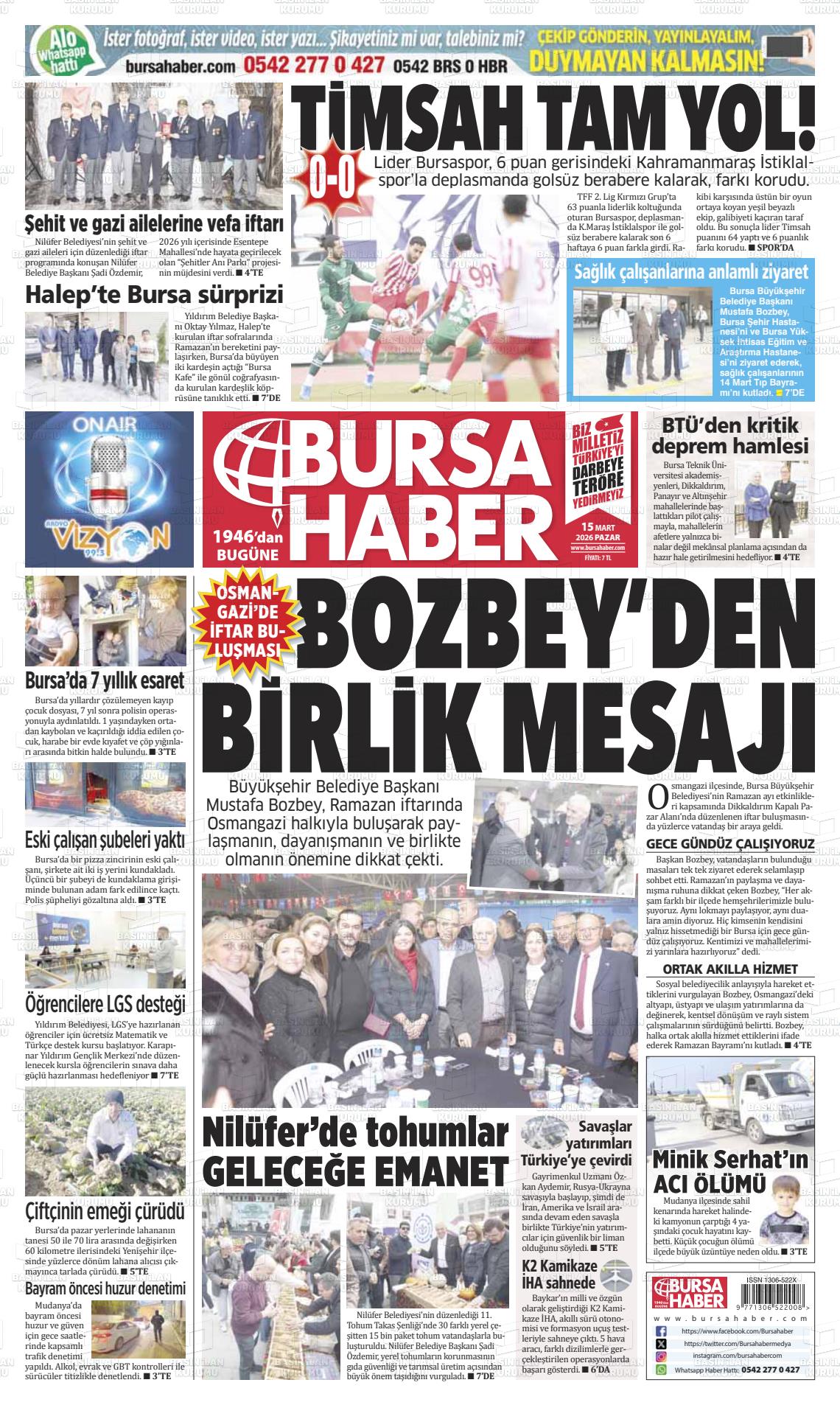 Bursa Haber 15.03.2026