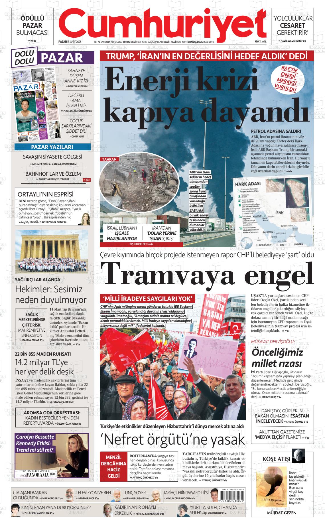 Cumhuriyet Gazetesi 15.03.2026