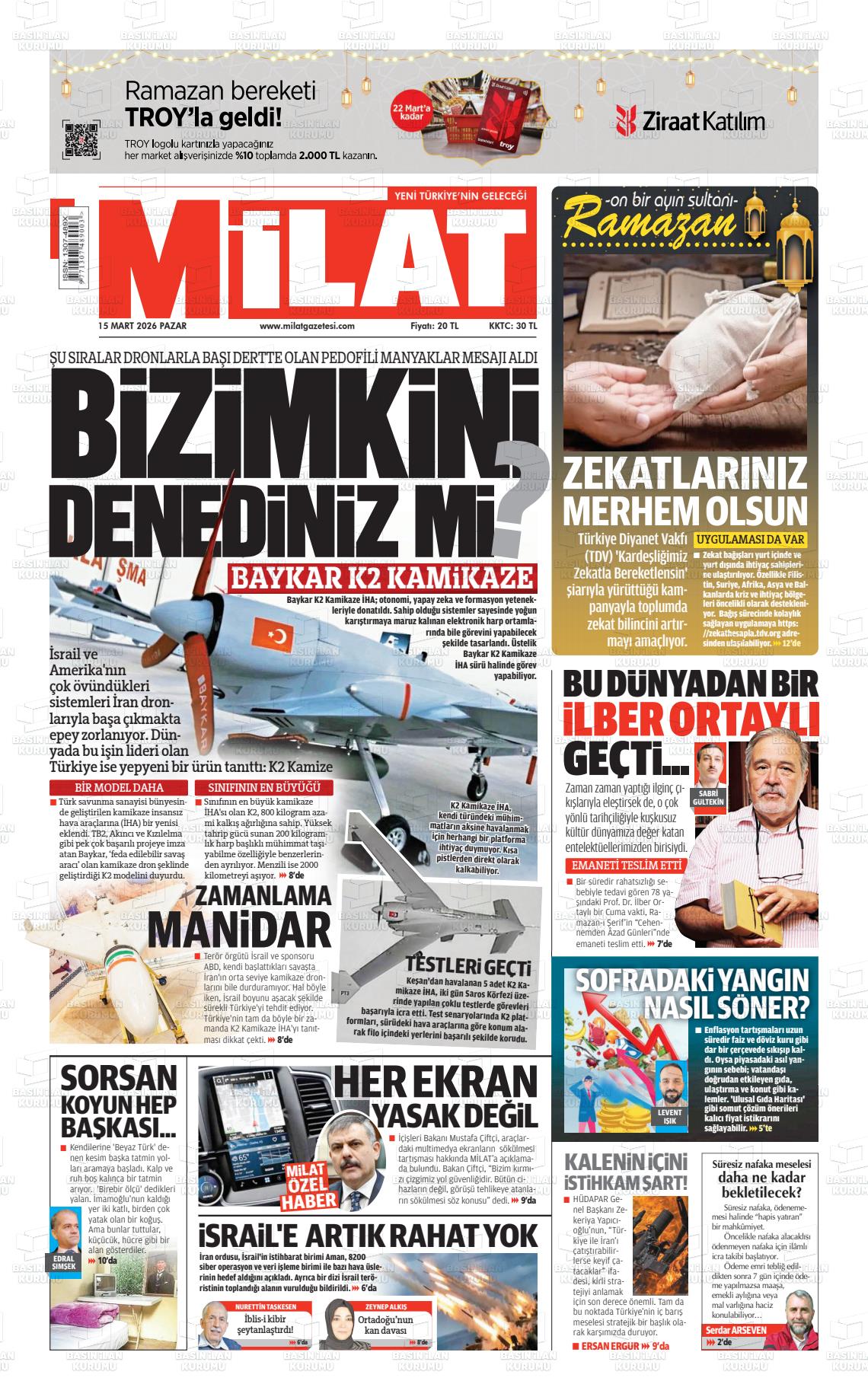 Milat Gazetesi 15.03.2026