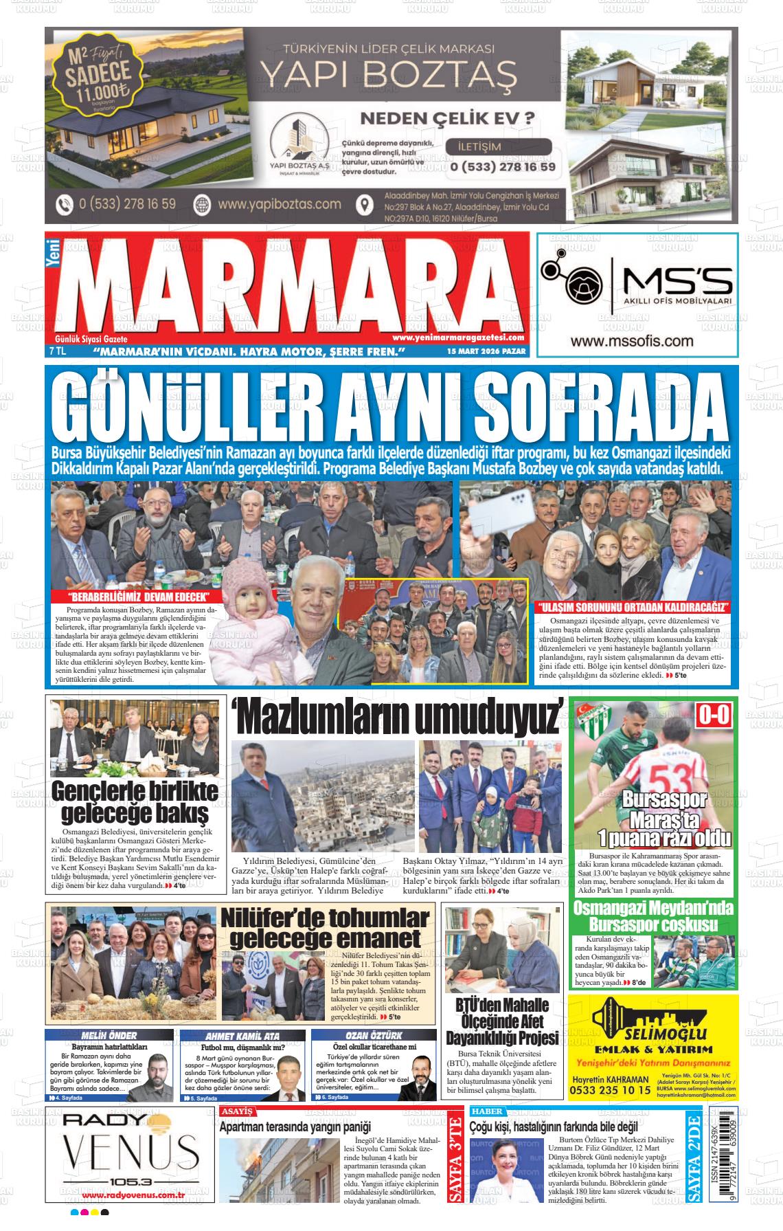 Bursa Yenimarmara 15.03.2026