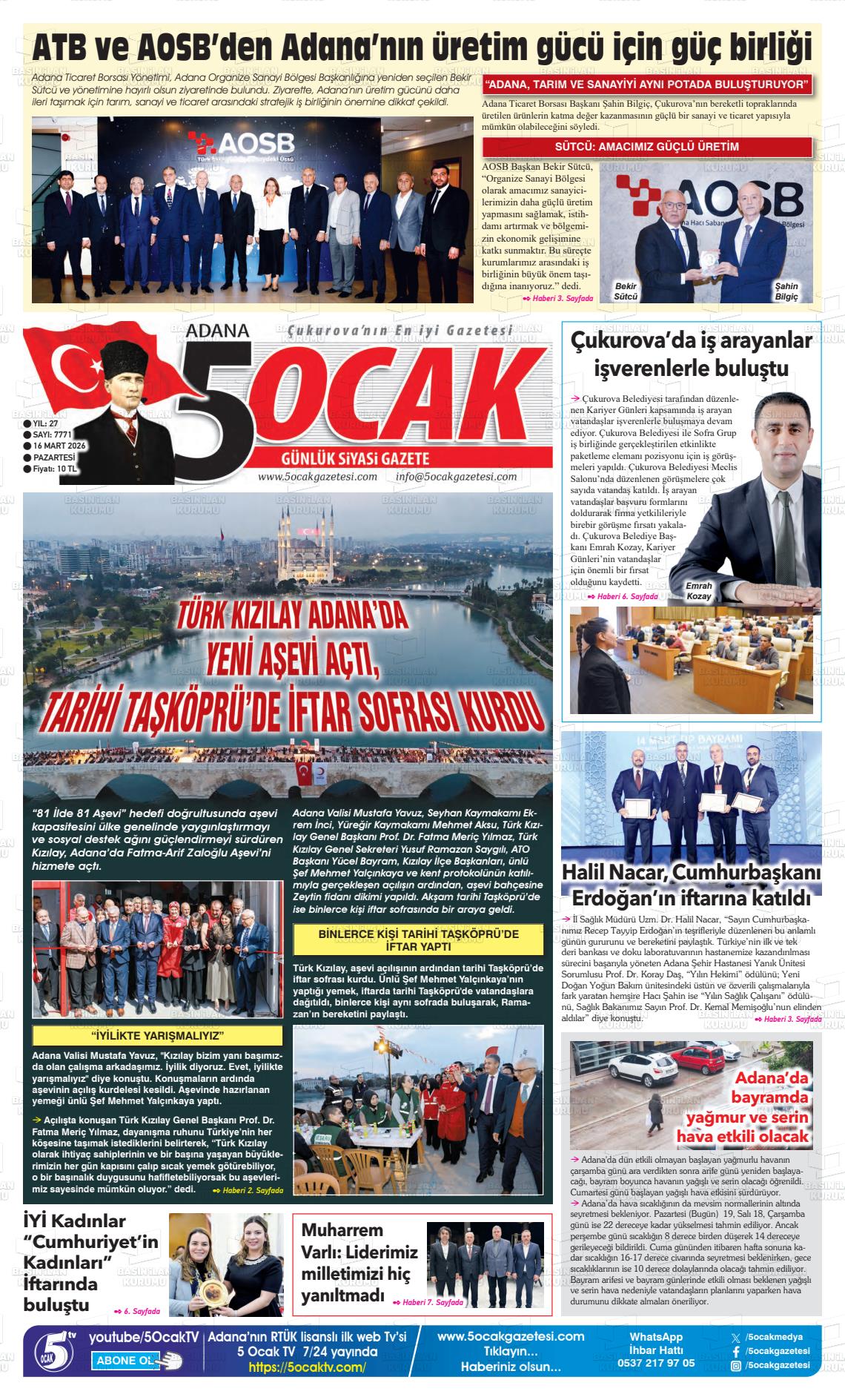Adana 5 Ocak 16.03.2026
